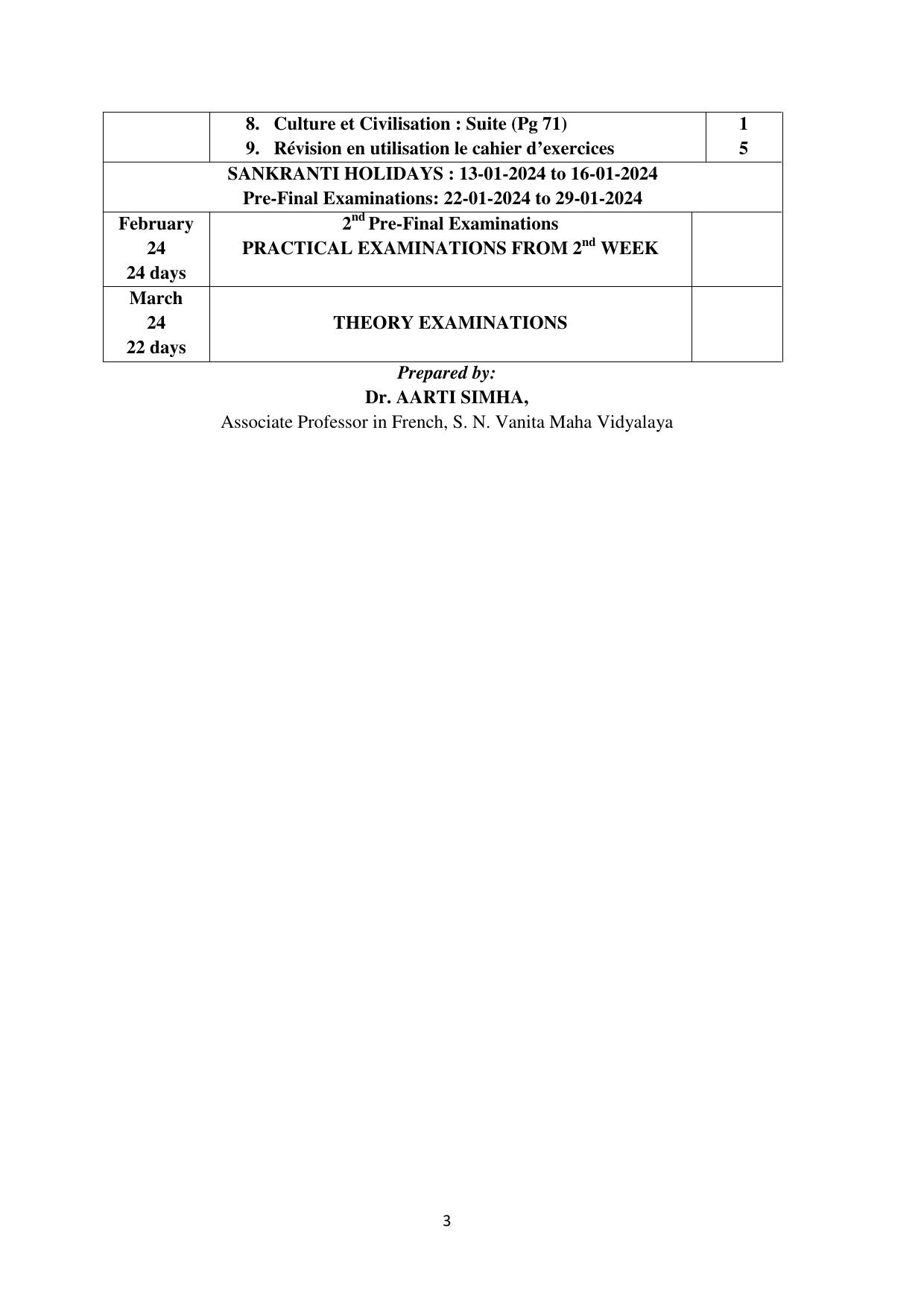 Telangana Board: TS Inter 1st Year FRENCH Syllabus - Page 3