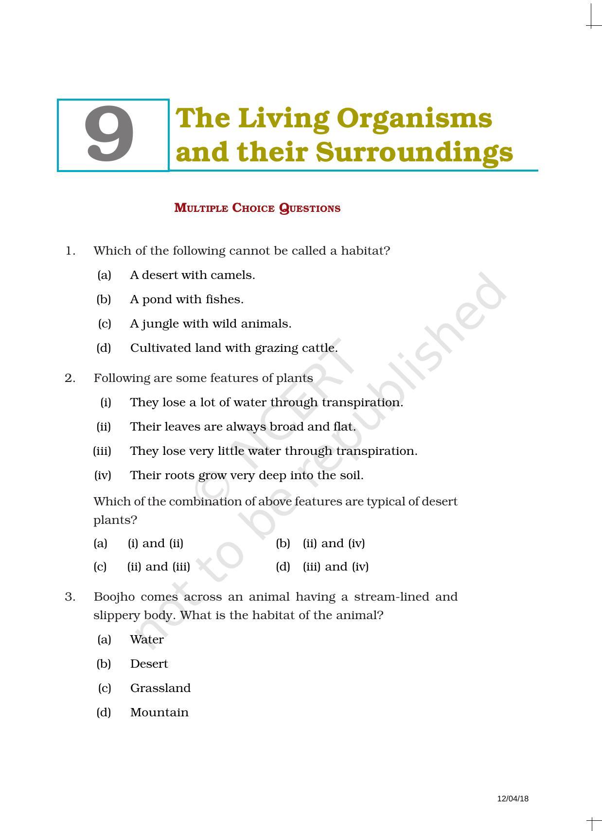 Ncert Exemplar Book For Class 6 Science Chapter 9 The Living Organisms