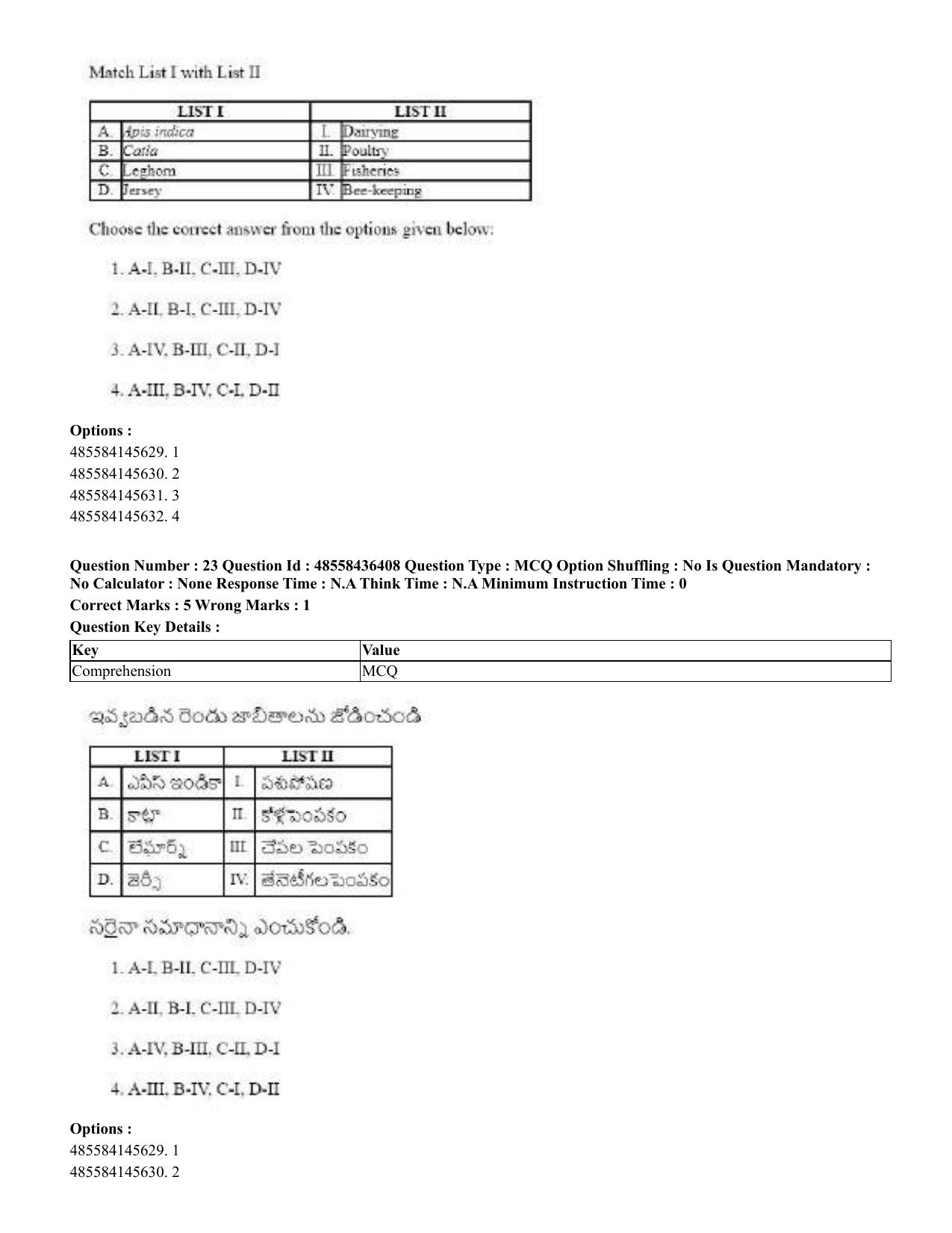 CUET 2023 English Telugu Shift 3 Question Papers - 22 June 2023 - Page 26