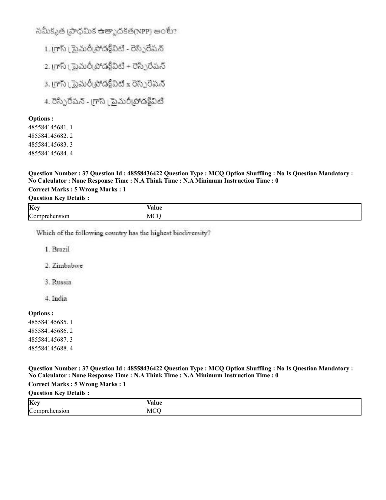 CUET 2023 English Telugu Shift 3 Question Papers - 22 June 2023 - Page 40