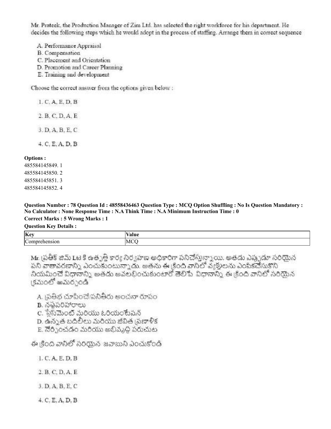 CUET 2023 English Telugu Shift 3 Question Papers - 22 June 2023 - Page 89