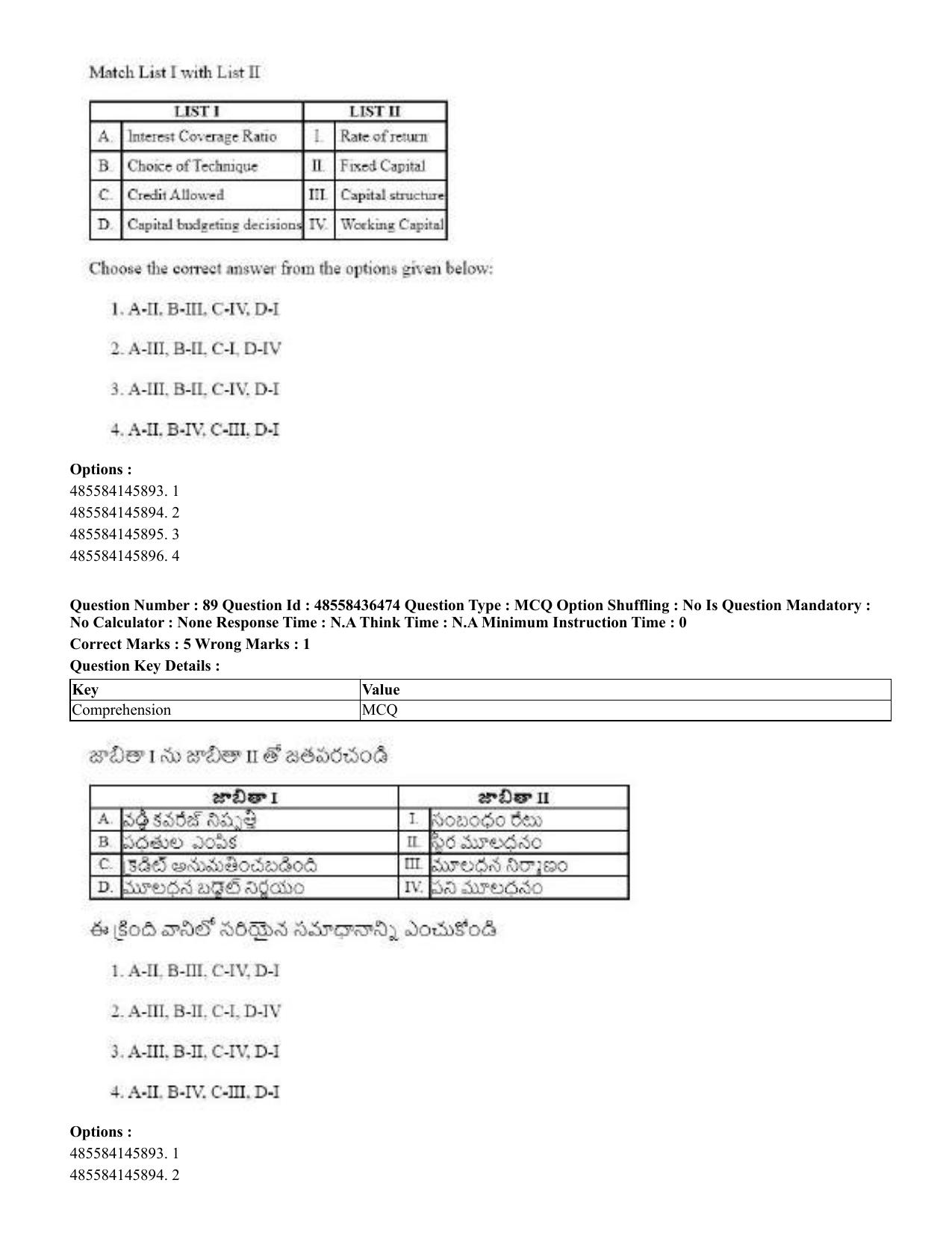 CUET 2023 English Telugu Shift 3 Question Papers - 22 June 2023 - Page 104