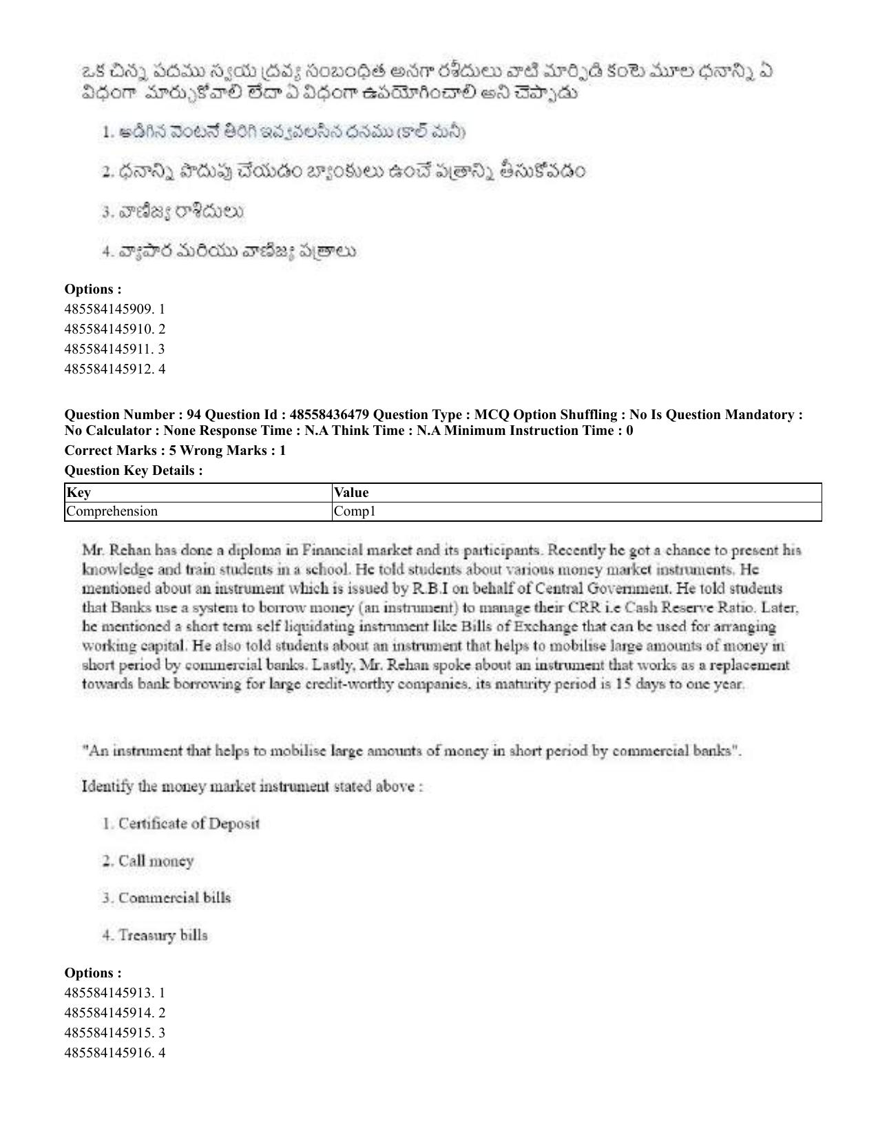 CUET 2023 English Telugu Shift 3 Question Papers - 22 June 2023 - Page 111