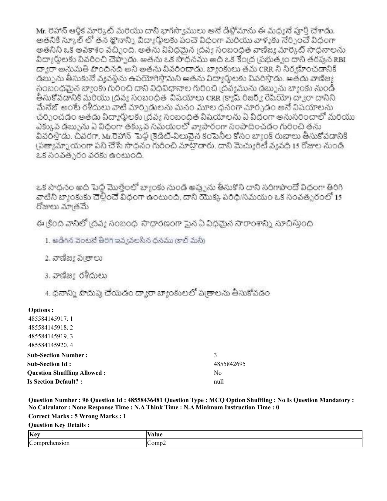 CUET 2023 English Telugu Shift 3 Question Papers - 22 June 2023 - Page 114