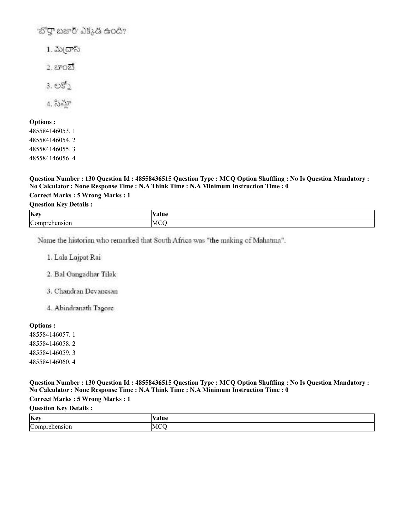 CUET 2023 English Telugu Shift 3 Question Papers - 22 June 2023 - Page 156
