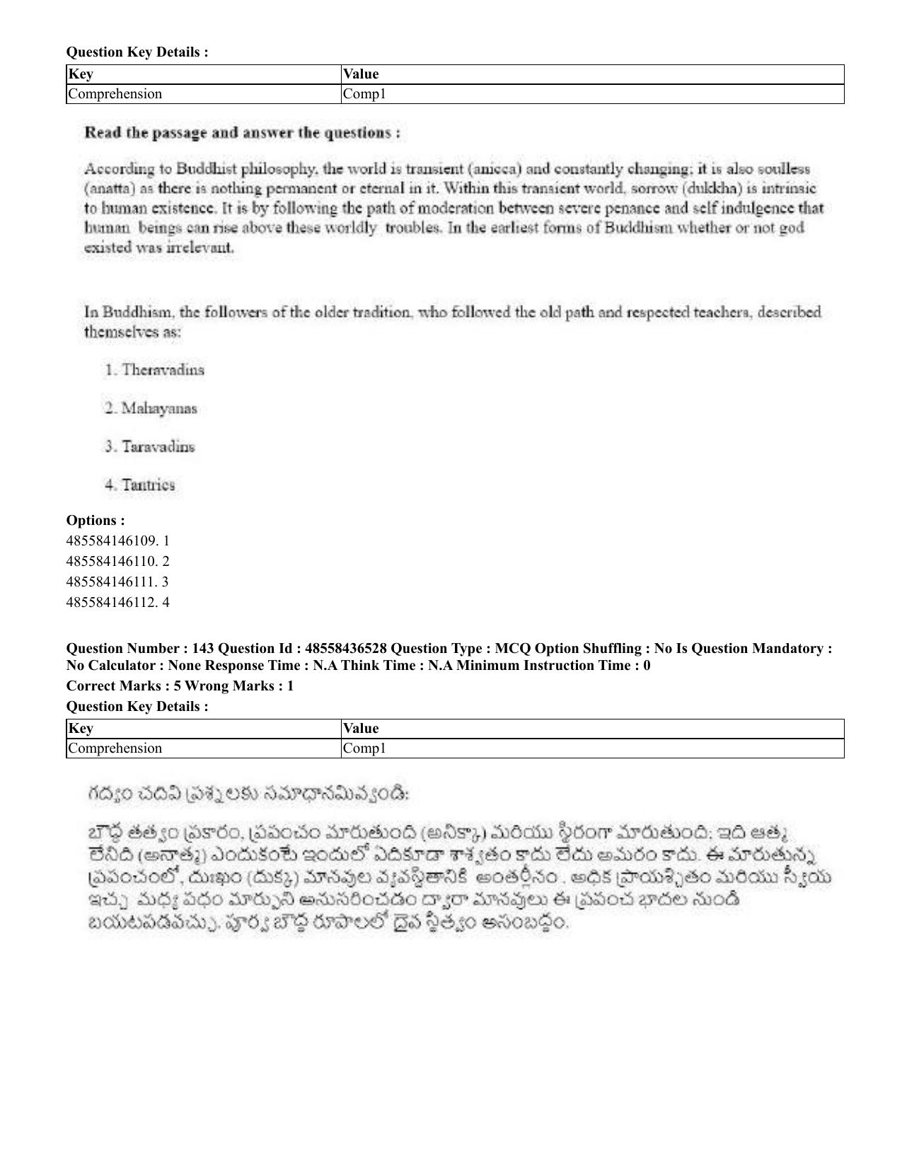 CUET 2023 English Telugu Shift 3 Question Papers - 22 June 2023 - Page 172