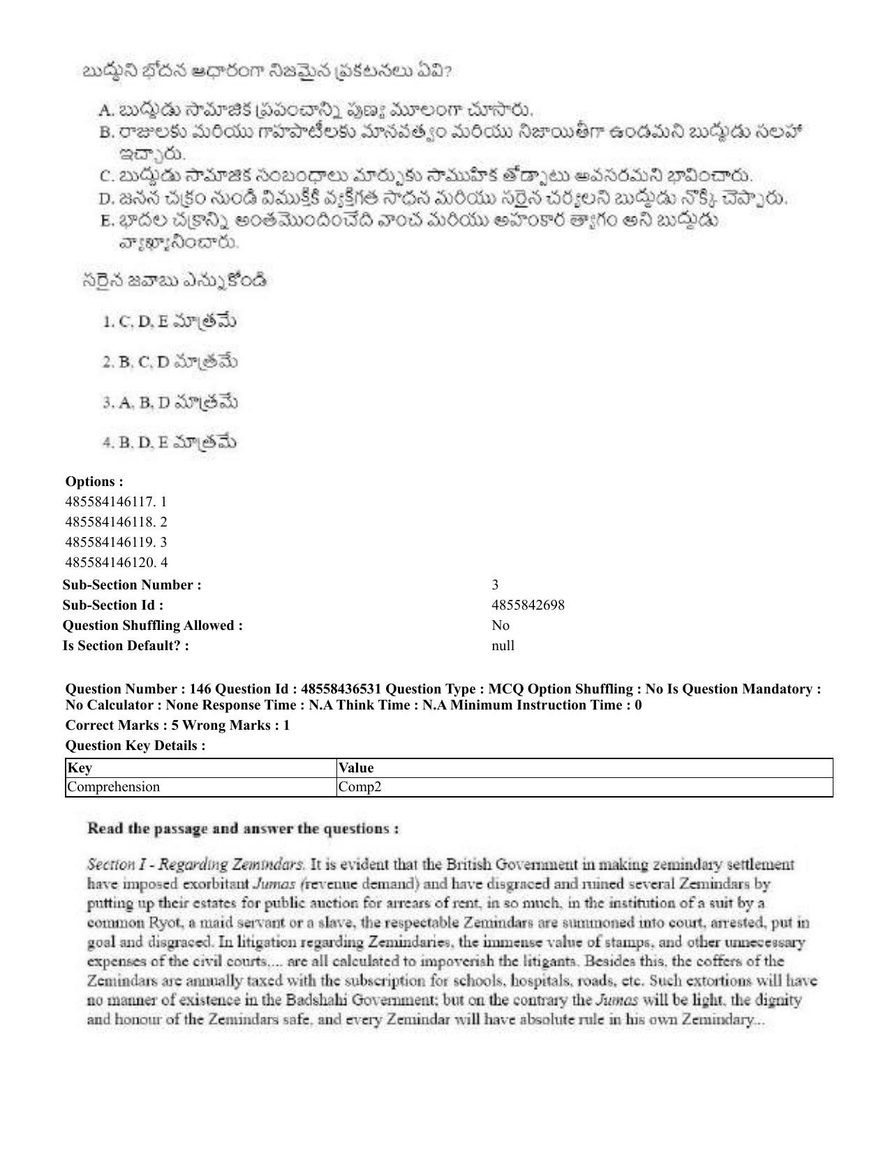 CUET 2023 English Telugu Shift 3 Question Papers - 22 June 2023 - Page 176