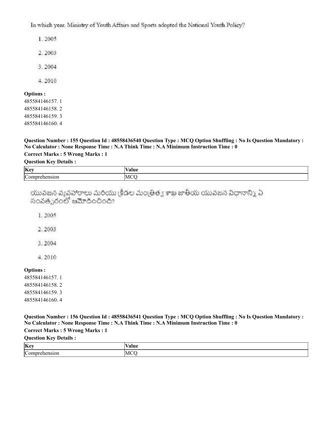 CUET 2023 English Telugu Shift 3 Question Papers - 22 June 2023 - Page 189