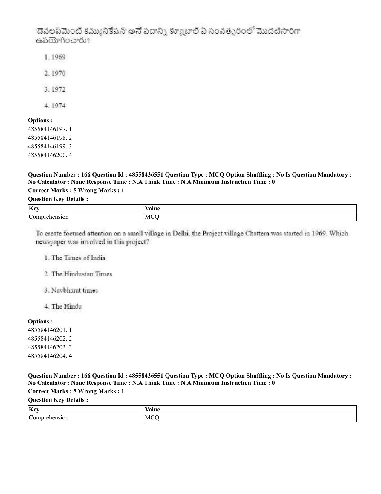 CUET 2023 English Telugu Shift 3 Question Papers - 22 June 2023 - Page 200