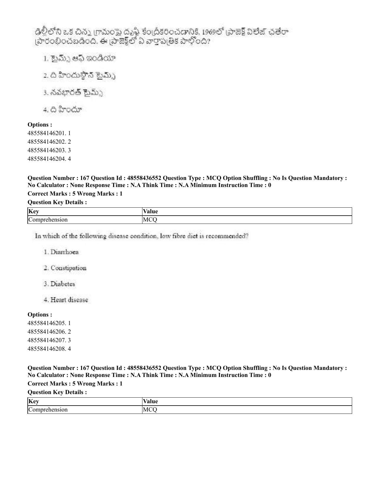 CUET 2023 English Telugu Shift 3 Question Papers - 22 June 2023 - Page 201