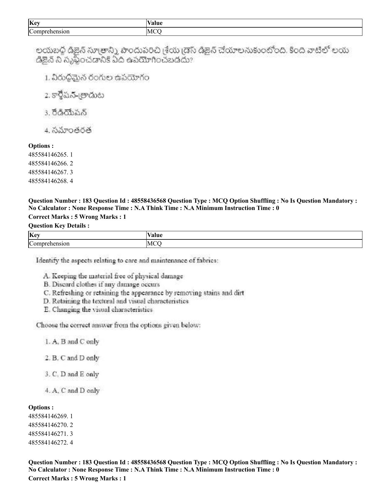 CUET 2023 English Telugu Shift 3 Question Papers - 22 June 2023 - Page 218