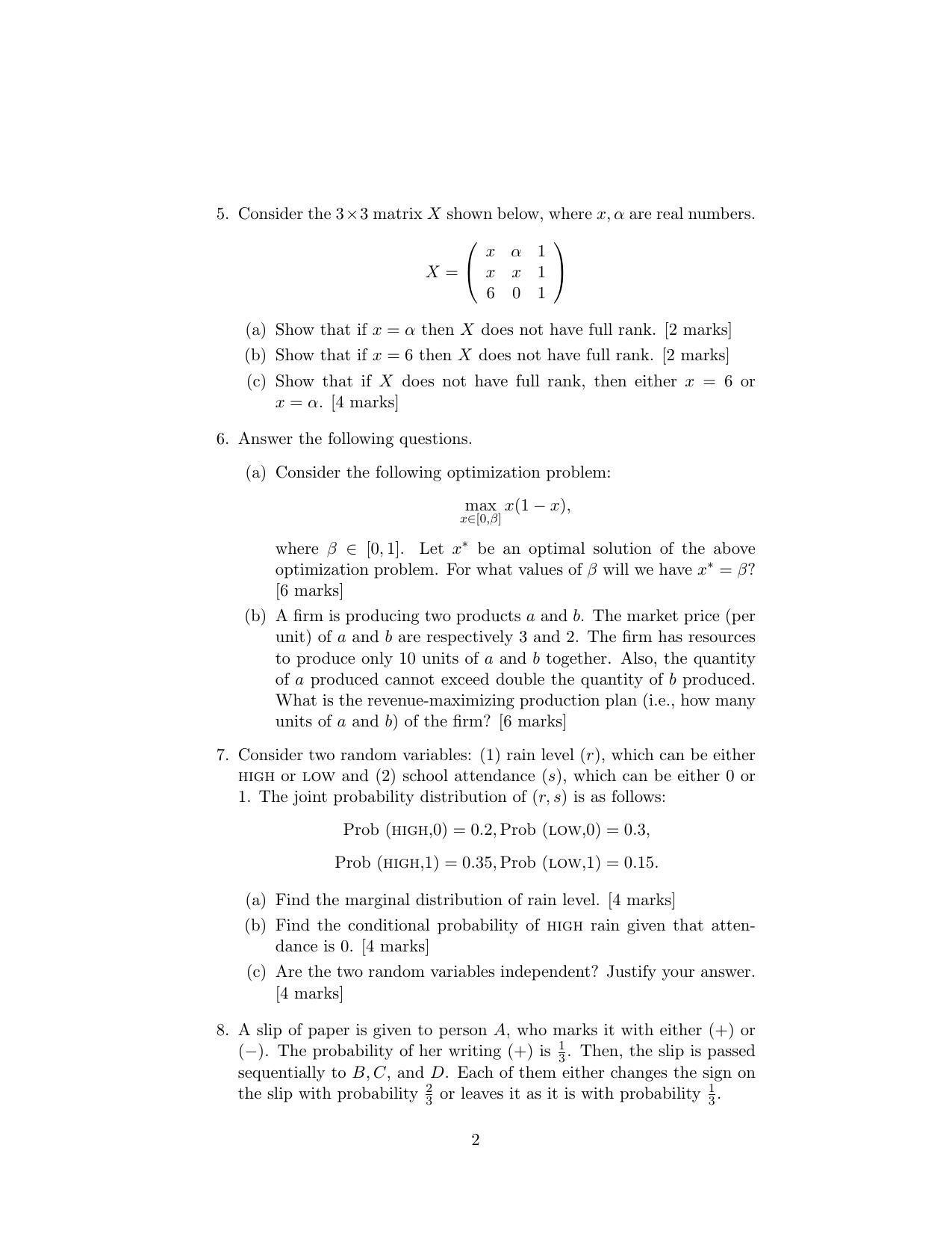 ISI Admission Test JRF in Quantitative Economics QEA 2018 Sample Paper - Page 2