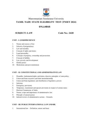 TNSET Syllabus - Law