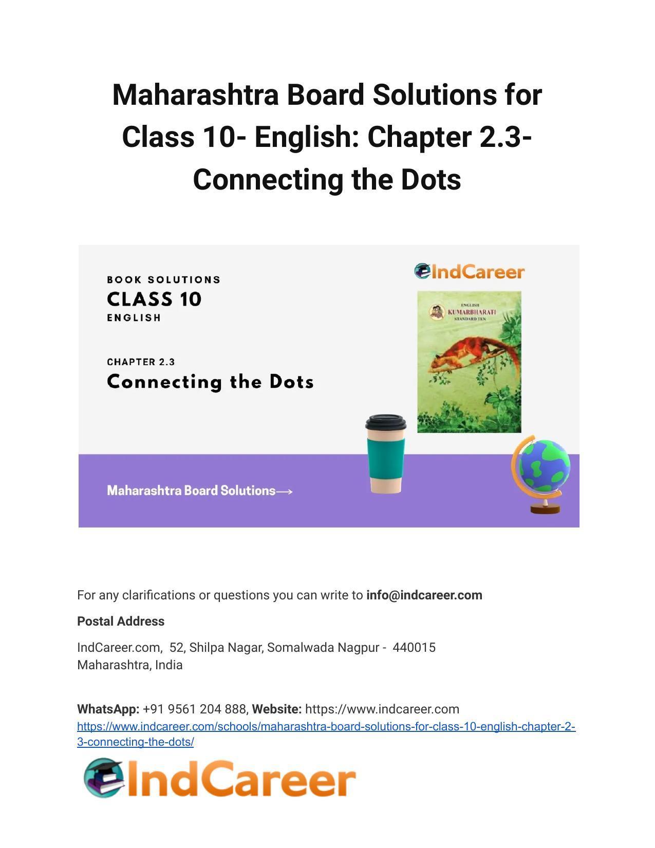 Maharashtra Board Solutions for Class 10- English: Chapter 2.3- Connecting the Dots - Page 1