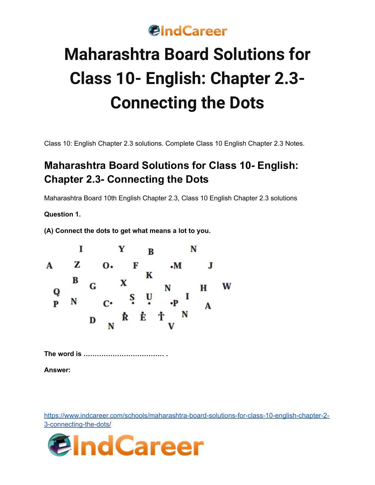 Maharashtra Board Solutions for Class 10- English: Chapter 2.3- Connecting the Dots - Page 2
