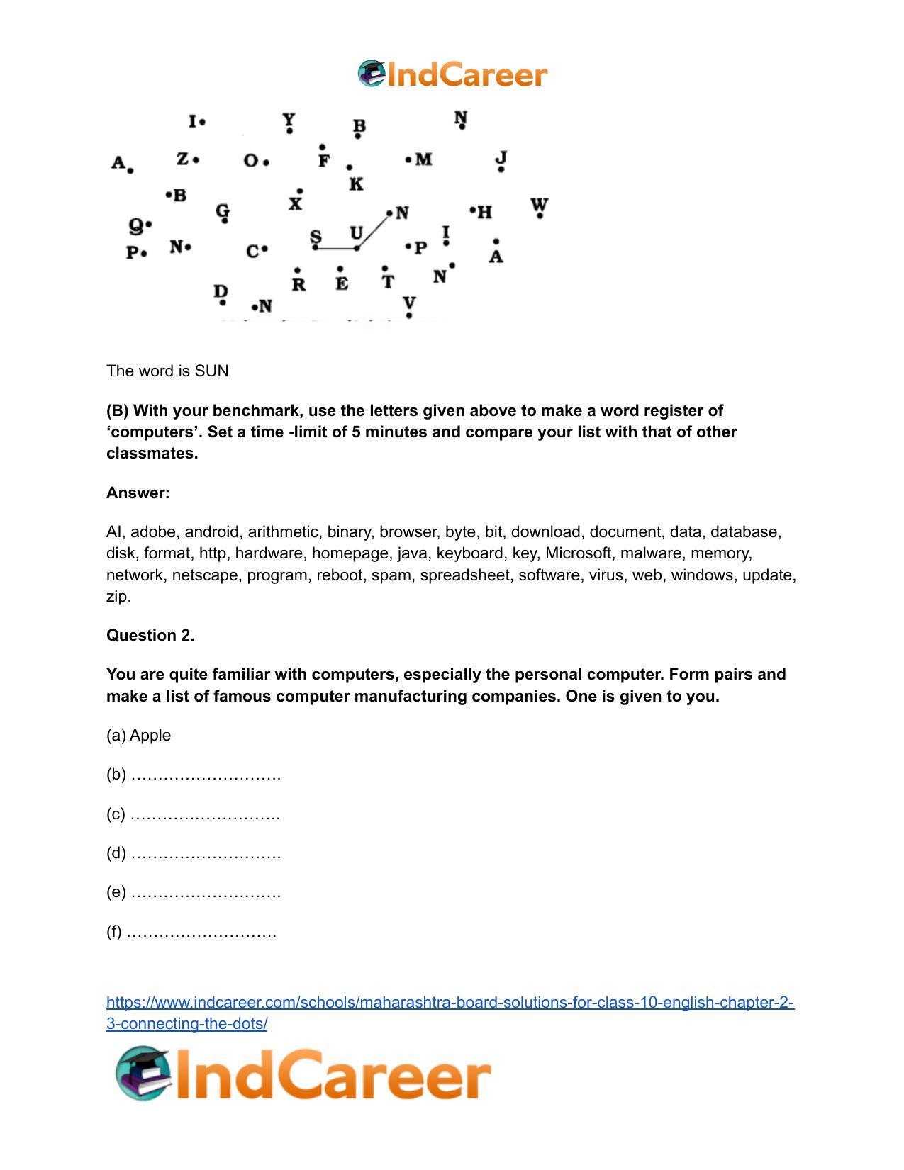 Maharashtra Board Solutions for Class 10- English: Chapter 2.3- Connecting the Dots - Page 3