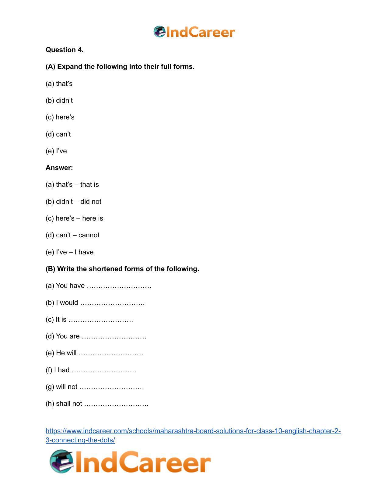 Maharashtra Board Solutions for Class 10- English: Chapter 2.3- Connecting the Dots - Page 5