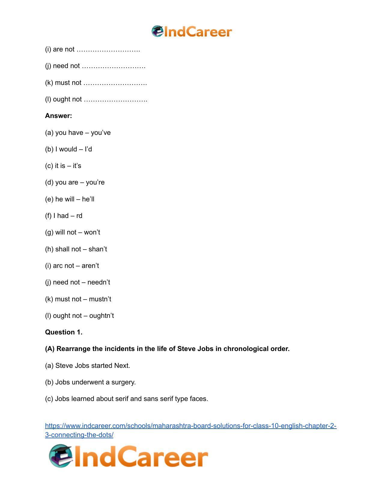Maharashtra Board Solutions for Class 10- English: Chapter 2.3- Connecting the Dots - Page 6