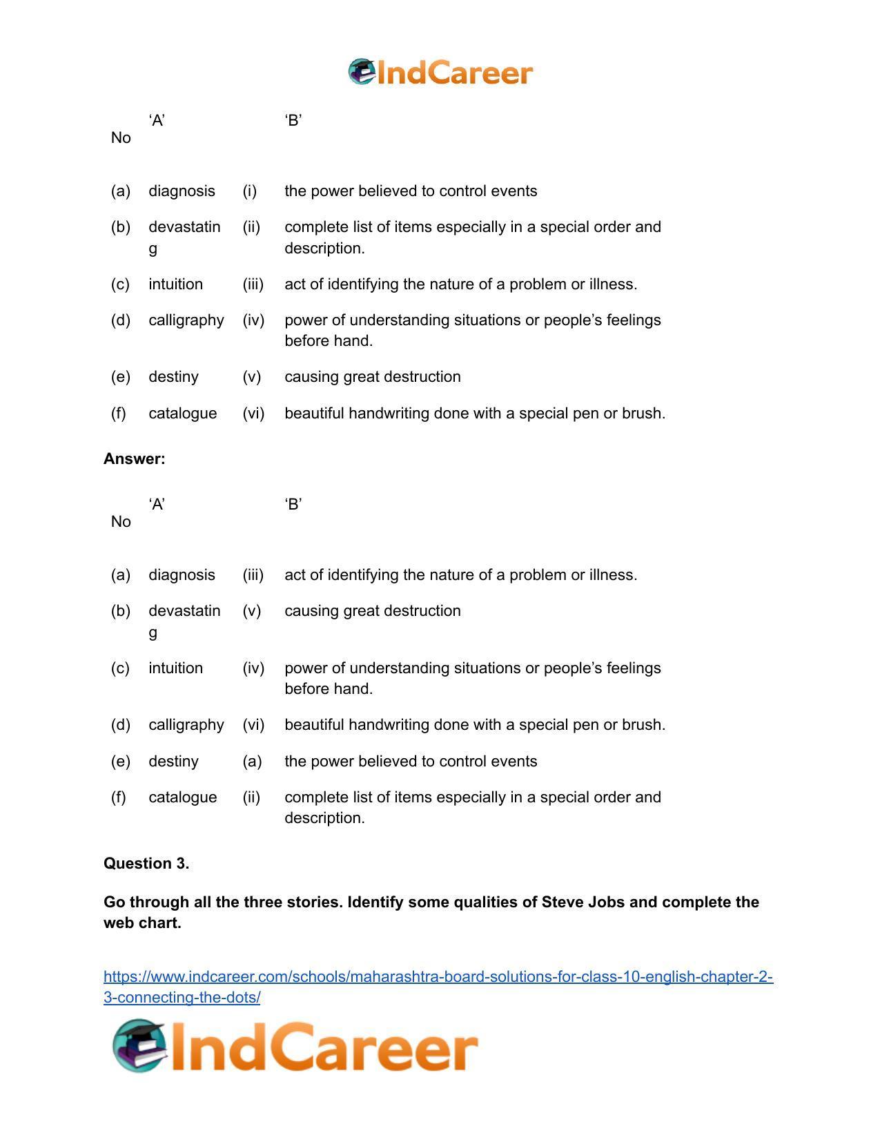 Maharashtra Board Solutions for Class 10- English: Chapter 2.3- Connecting the Dots - Page 10