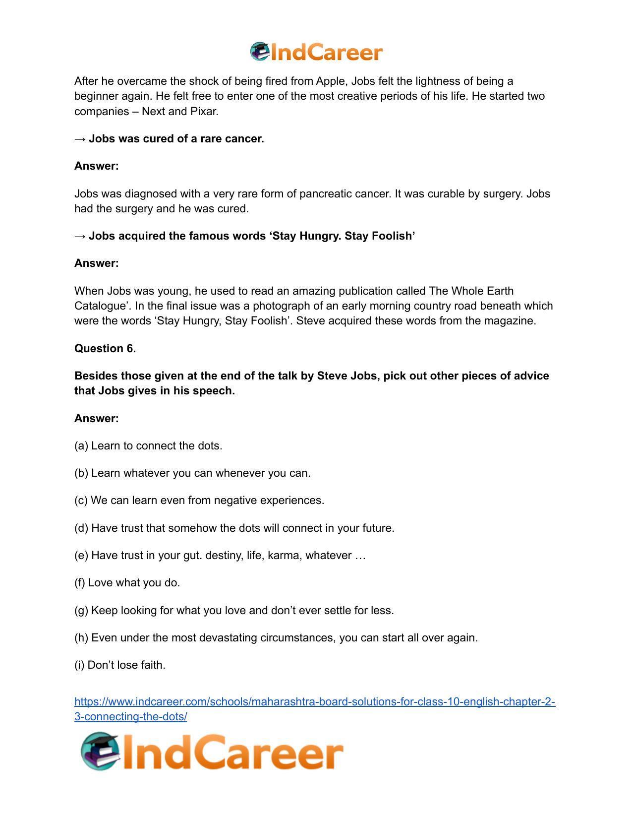 Maharashtra Board Solutions for Class 10- English: Chapter 2.3- Connecting the Dots - Page 13