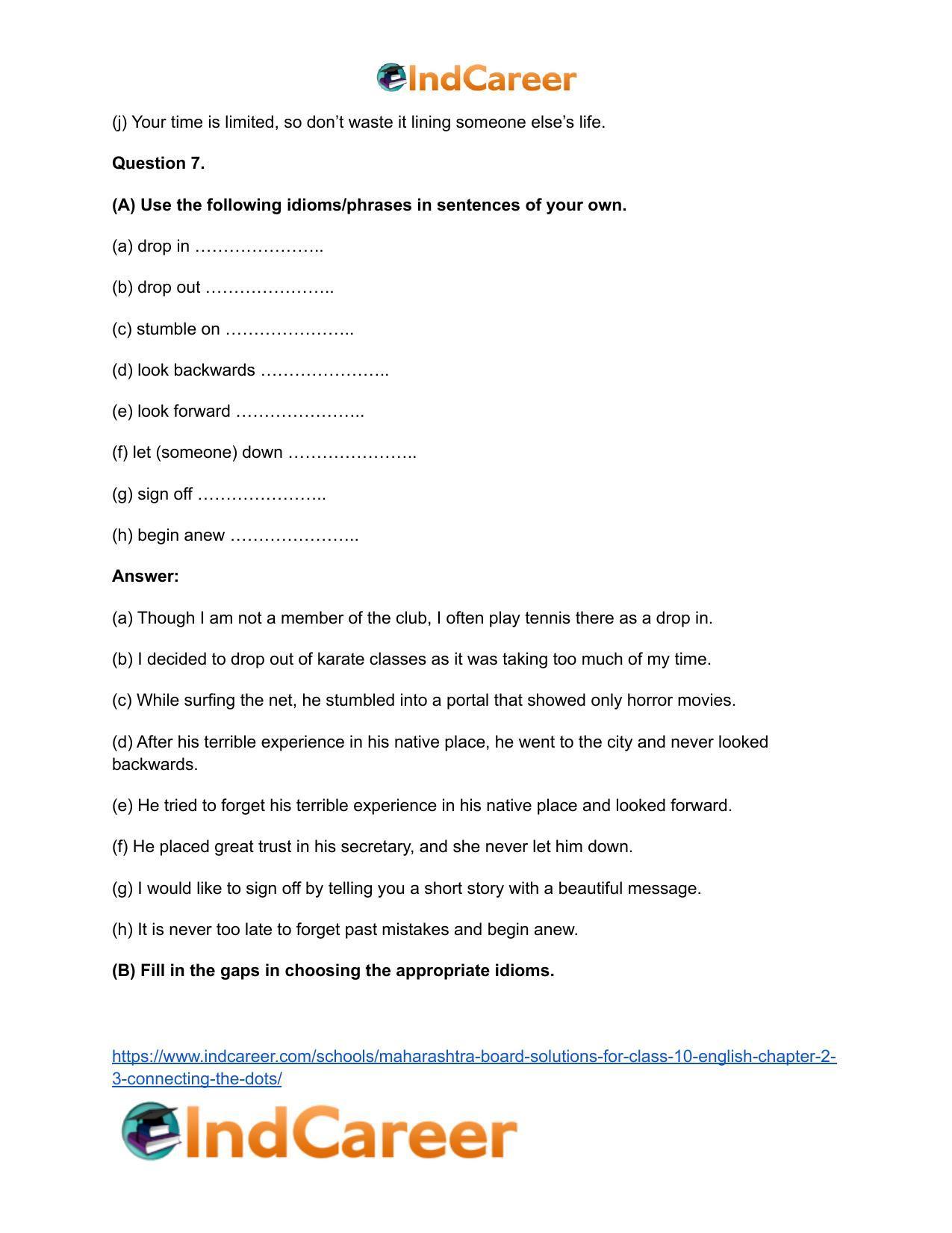 Maharashtra Board Solutions for Class 10- English: Chapter 2.3- Connecting the Dots - Page 14