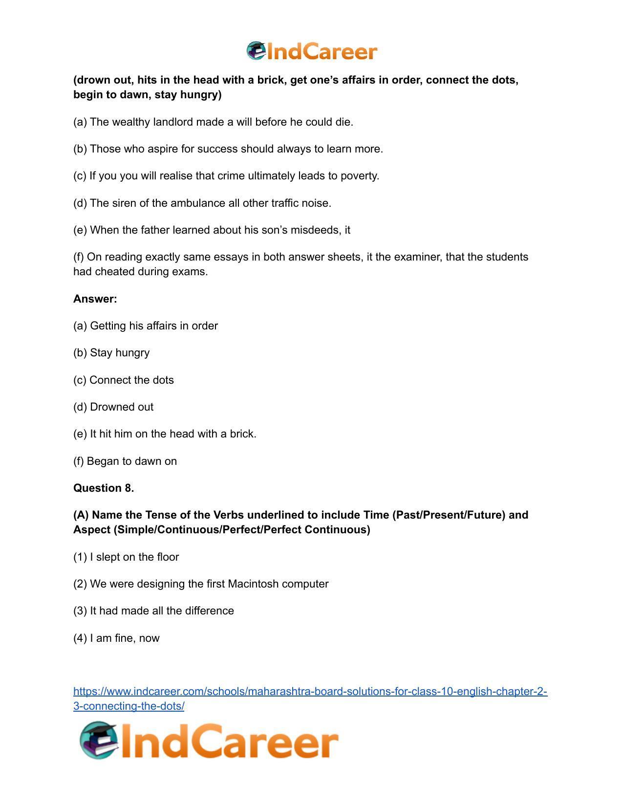 Maharashtra Board Solutions for Class 10- English: Chapter 2.3- Connecting the Dots - Page 15