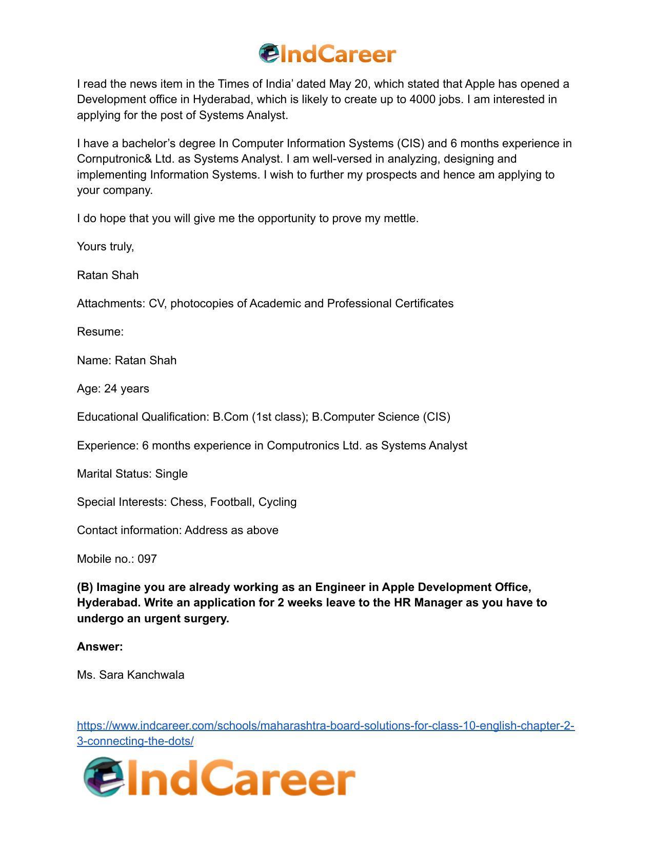 Maharashtra Board Solutions for Class 10- English: Chapter 2.3- Connecting the Dots - Page 18