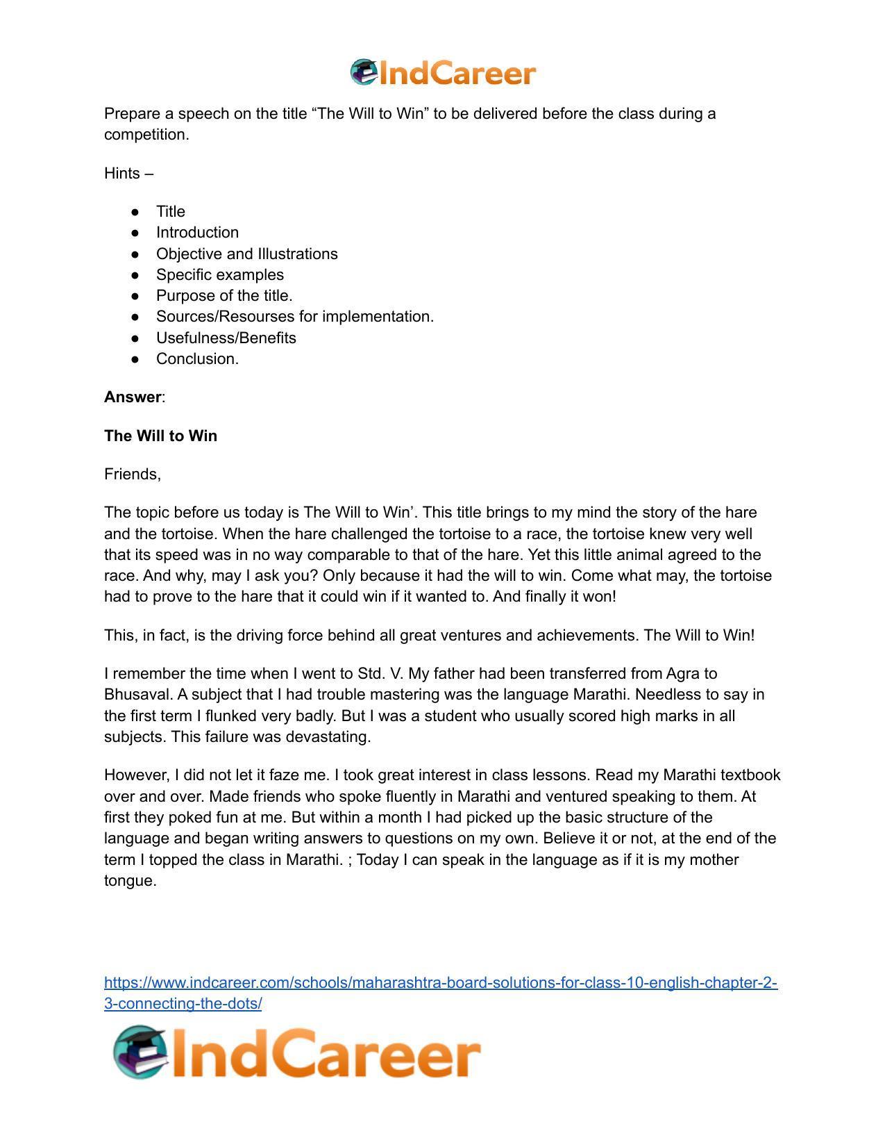 Maharashtra Board Solutions for Class 10- English: Chapter 2.3- Connecting the Dots - Page 20