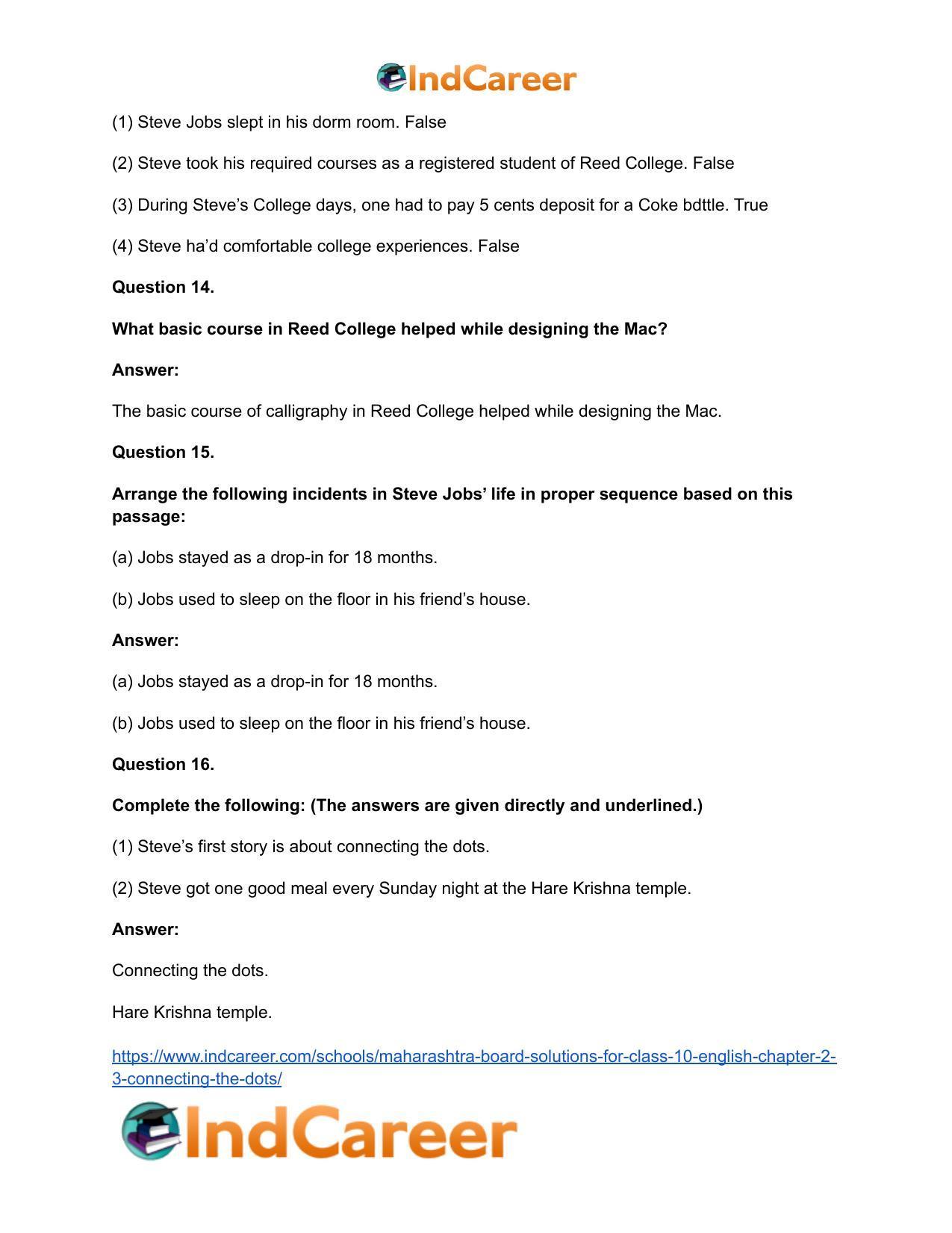 Maharashtra Board Solutions for Class 10- English: Chapter 2.3- Connecting the Dots - Page 22