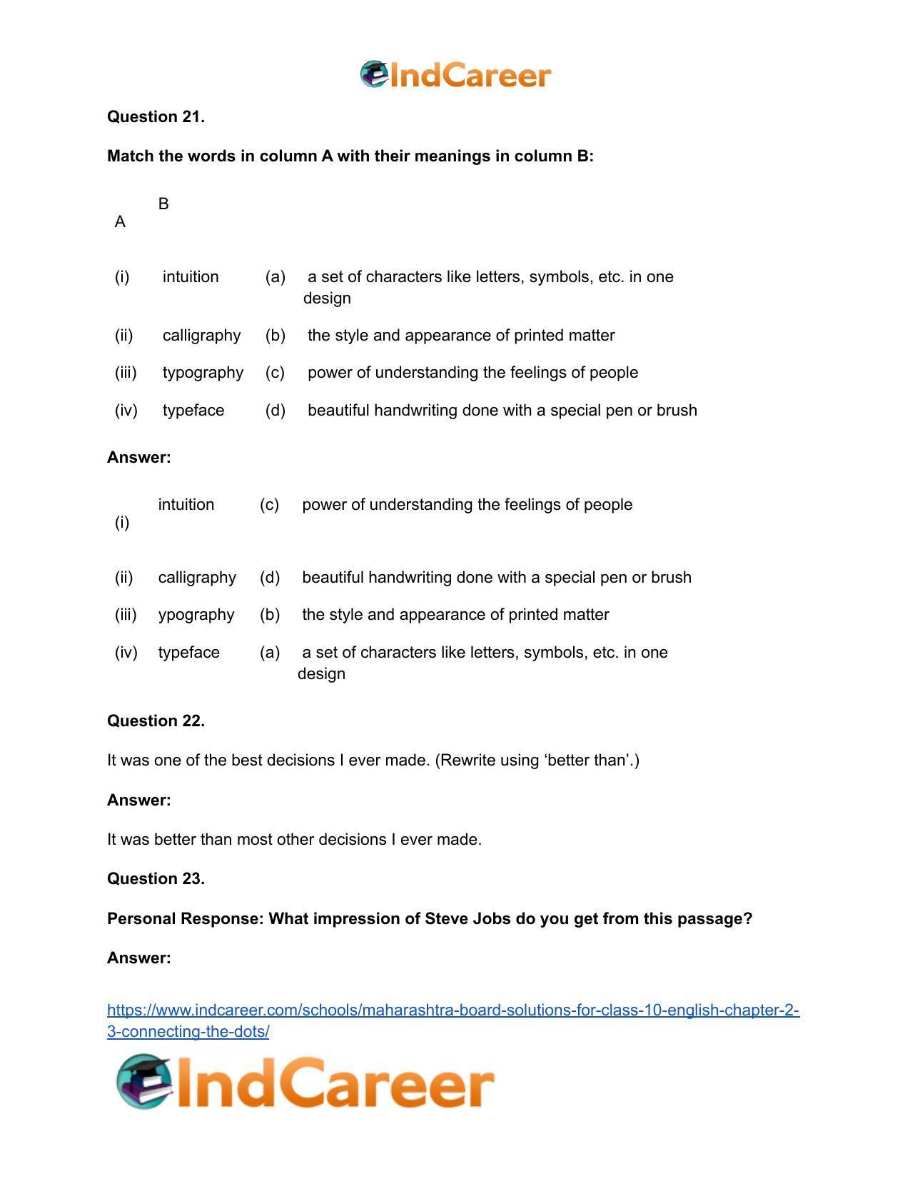 Maharashtra Board Solutions for Class 10- English: Chapter 2.3- Connecting the Dots - Page 24