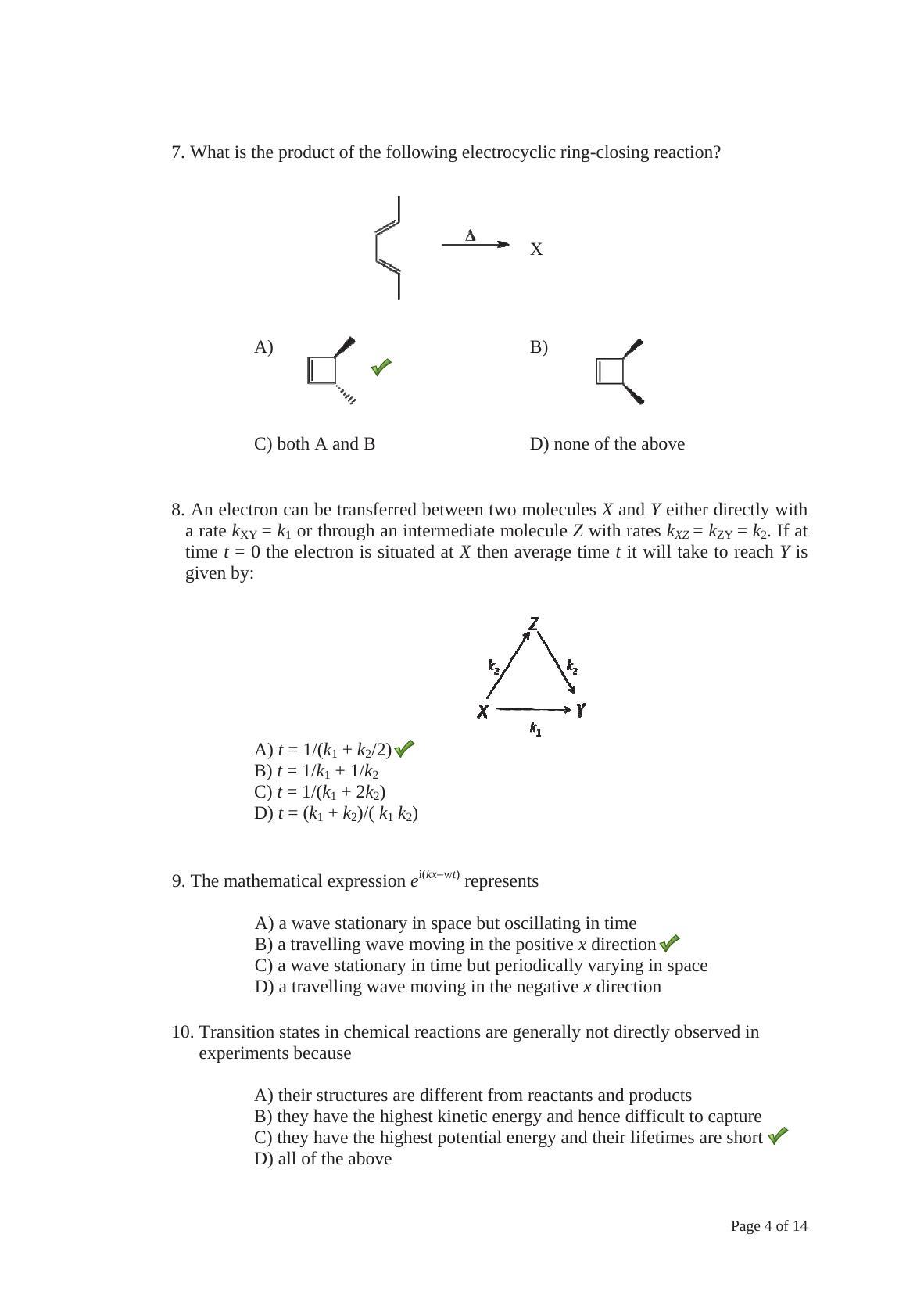 TIFR GS 2014 Chemistry Y Question Paper - Page 4
