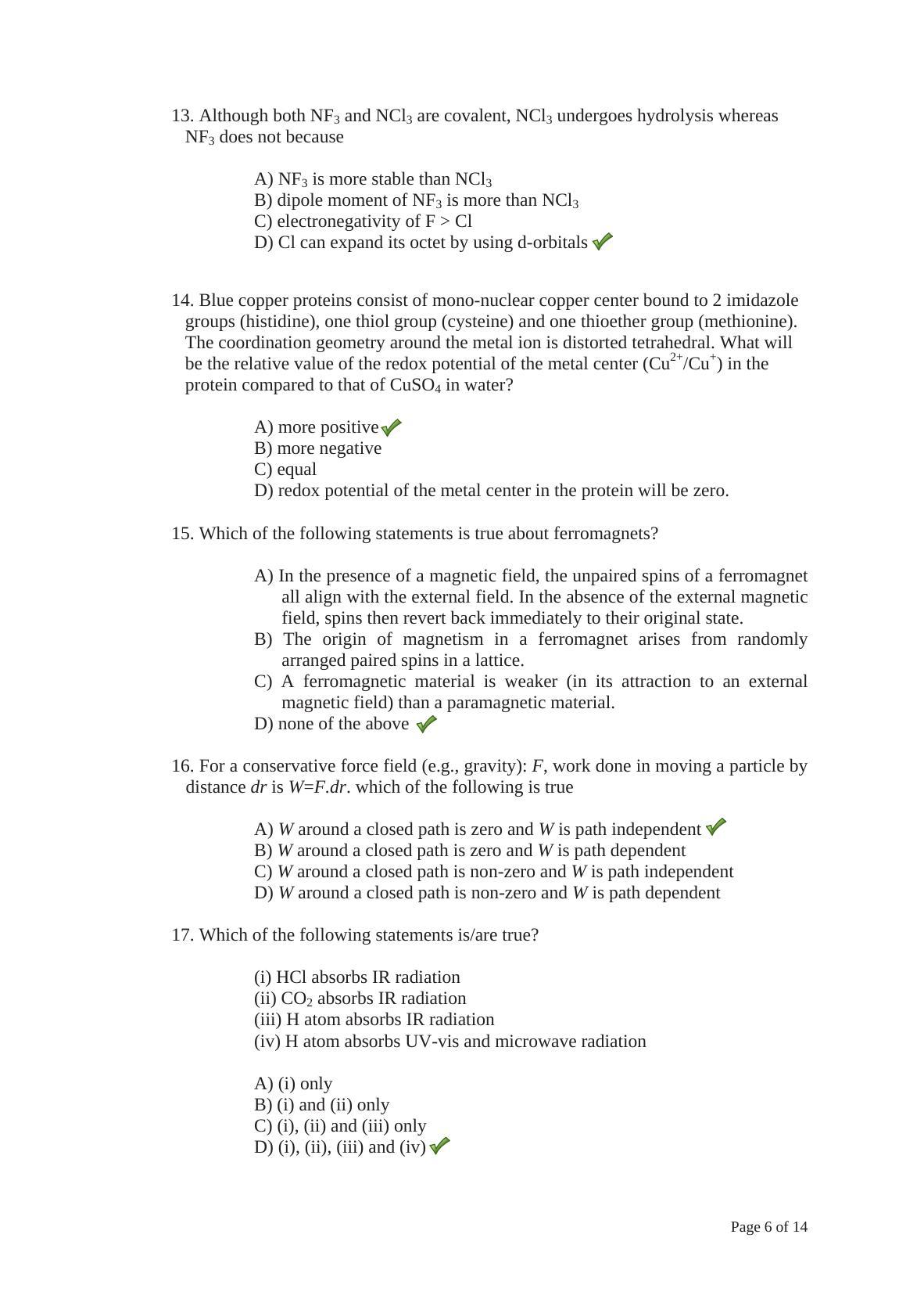 TIFR GS 2014 Chemistry Y Question Paper - Page 6