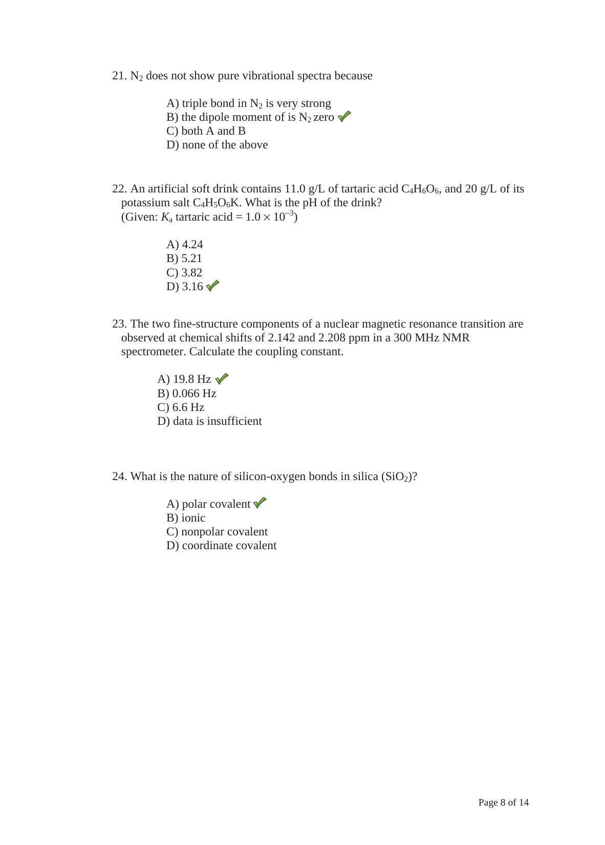 TIFR GS 2014 Chemistry Y Question Paper - Page 8