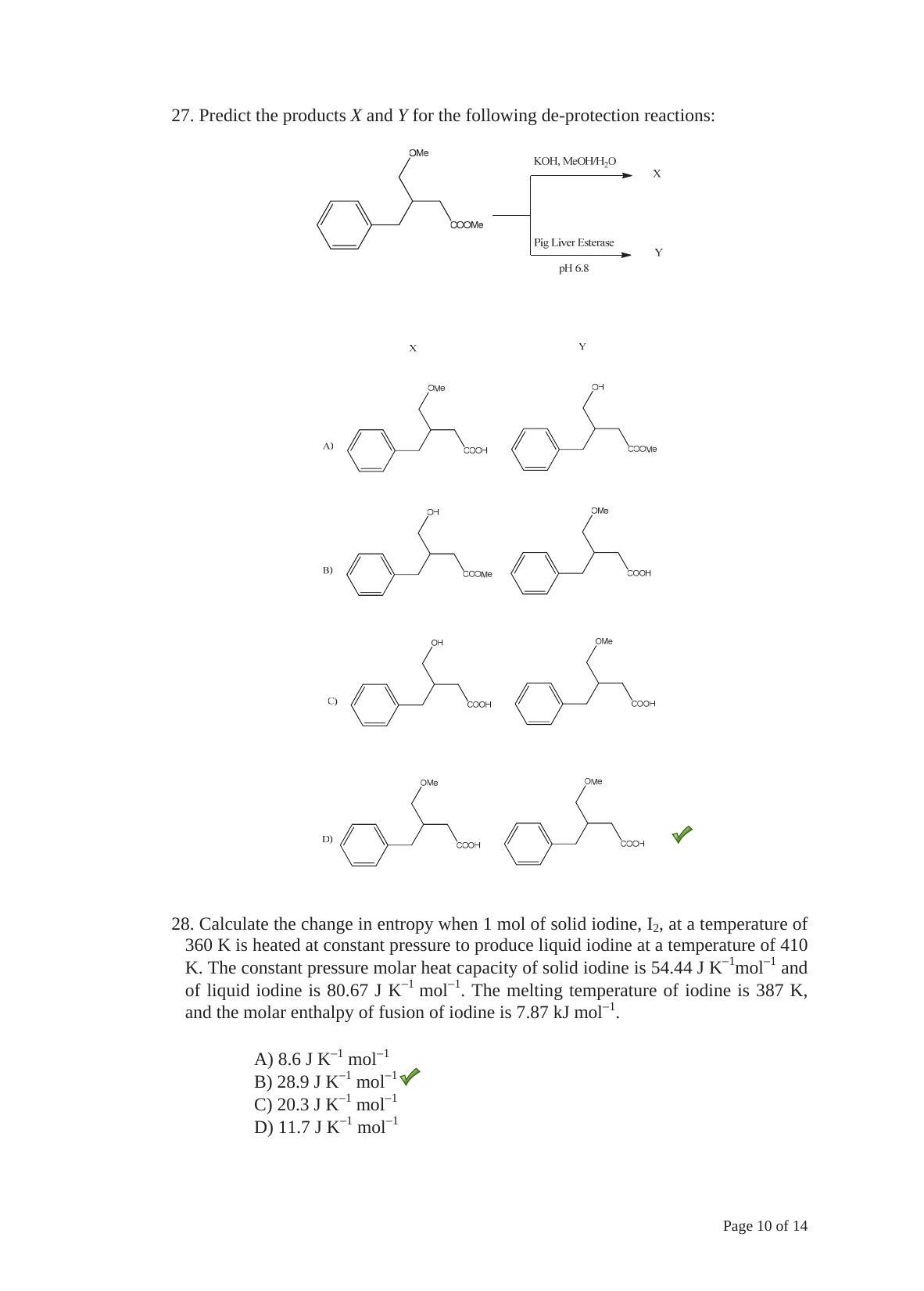 TIFR GS 2014 Chemistry Y Question Paper - Page 10