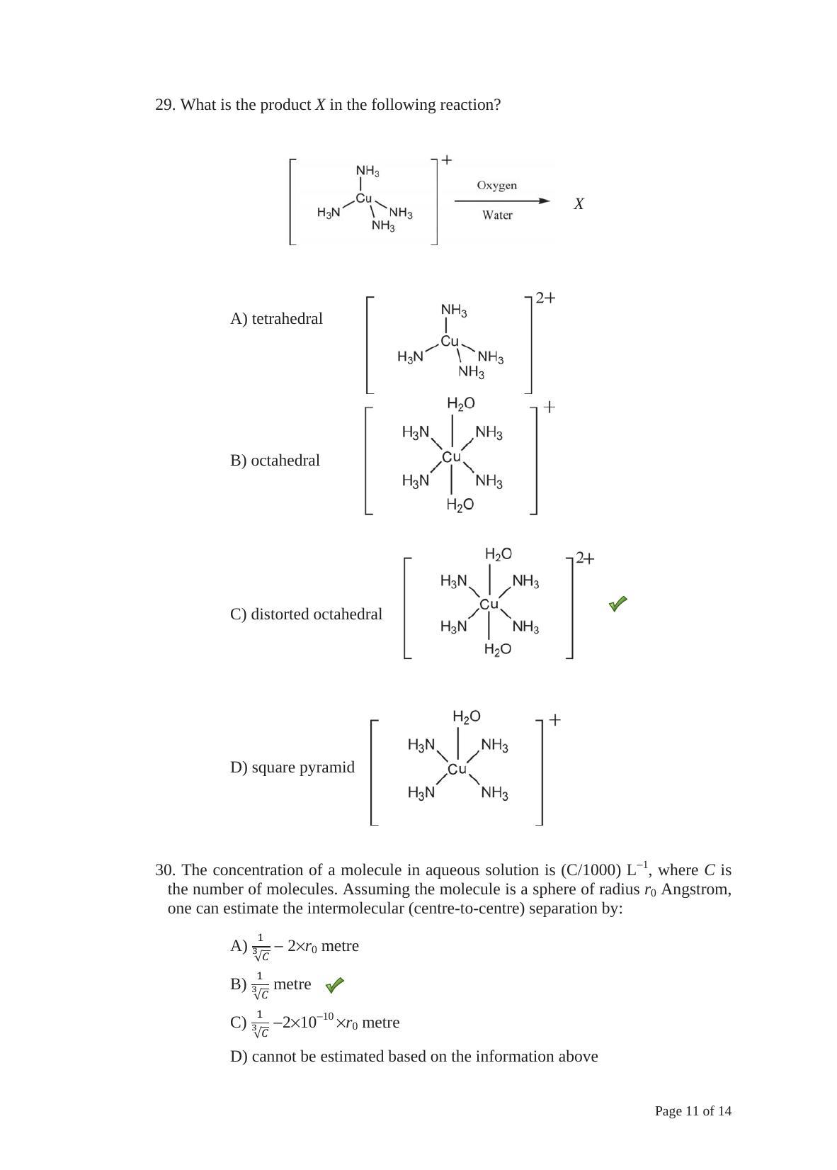 TIFR GS 2014 Chemistry Y Question Paper - Page 11