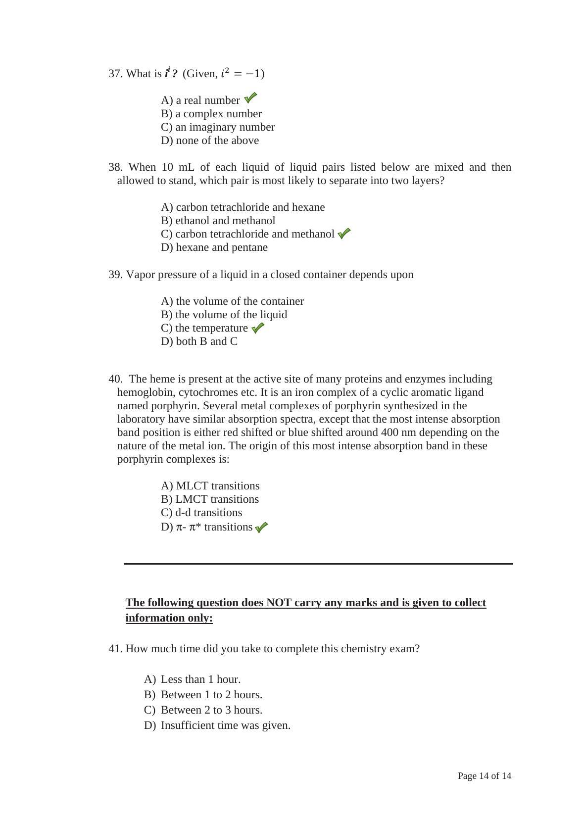 TIFR GS 2014 Chemistry Y Question Paper - Page 14
