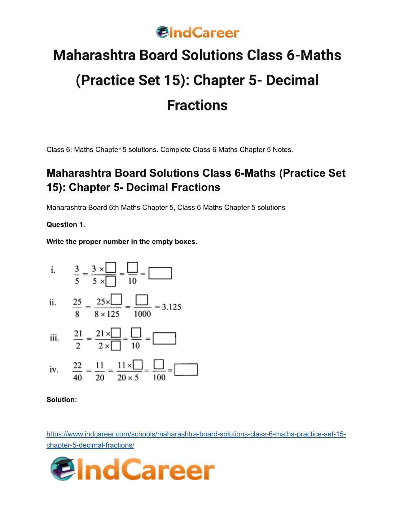 Maharashtra Board Solutions Class 6-Maths (Practice Set 15): Chapter 5- Decimal Fractions - Page 2