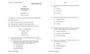 Meghalaya Board (MBOSE) Class 11 Psychology (theory) 2022 Question Paper