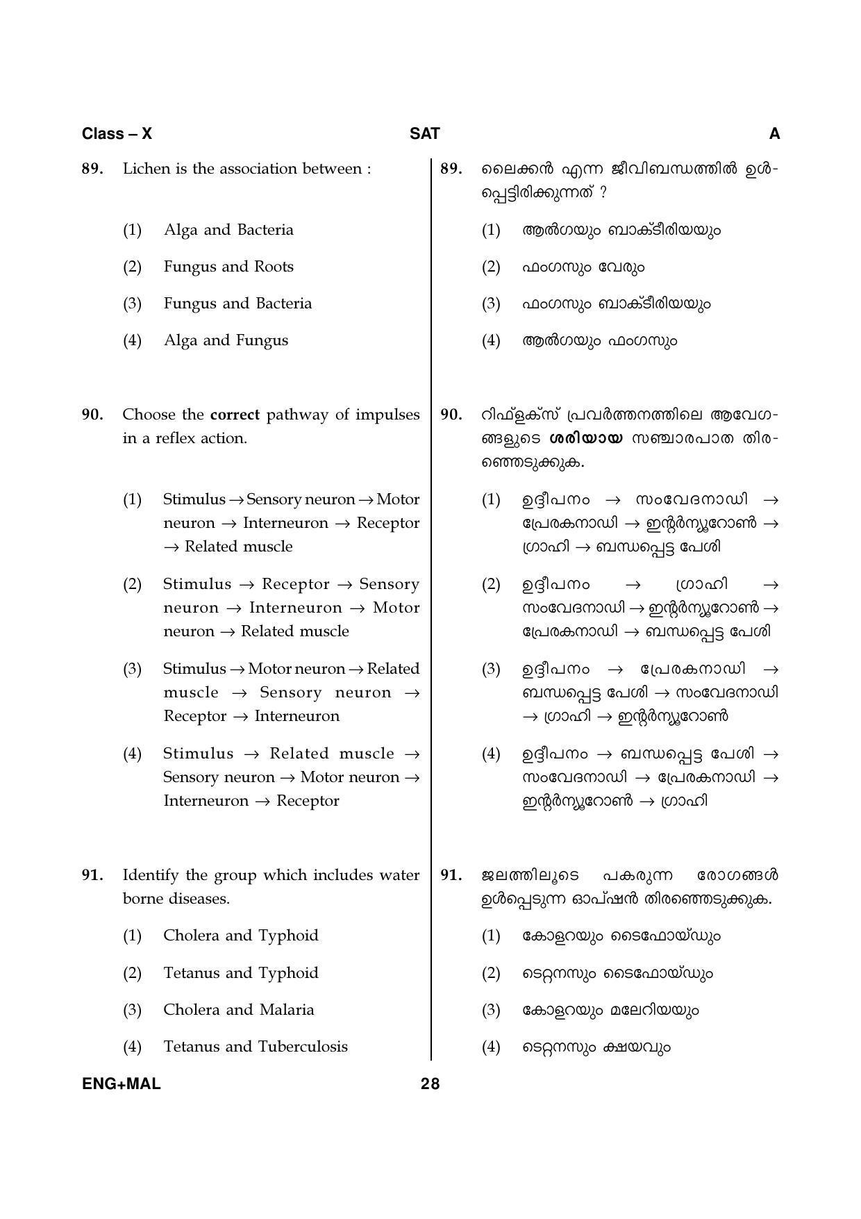Kerala NTSE 2020 SAT Question Paper - Page 28