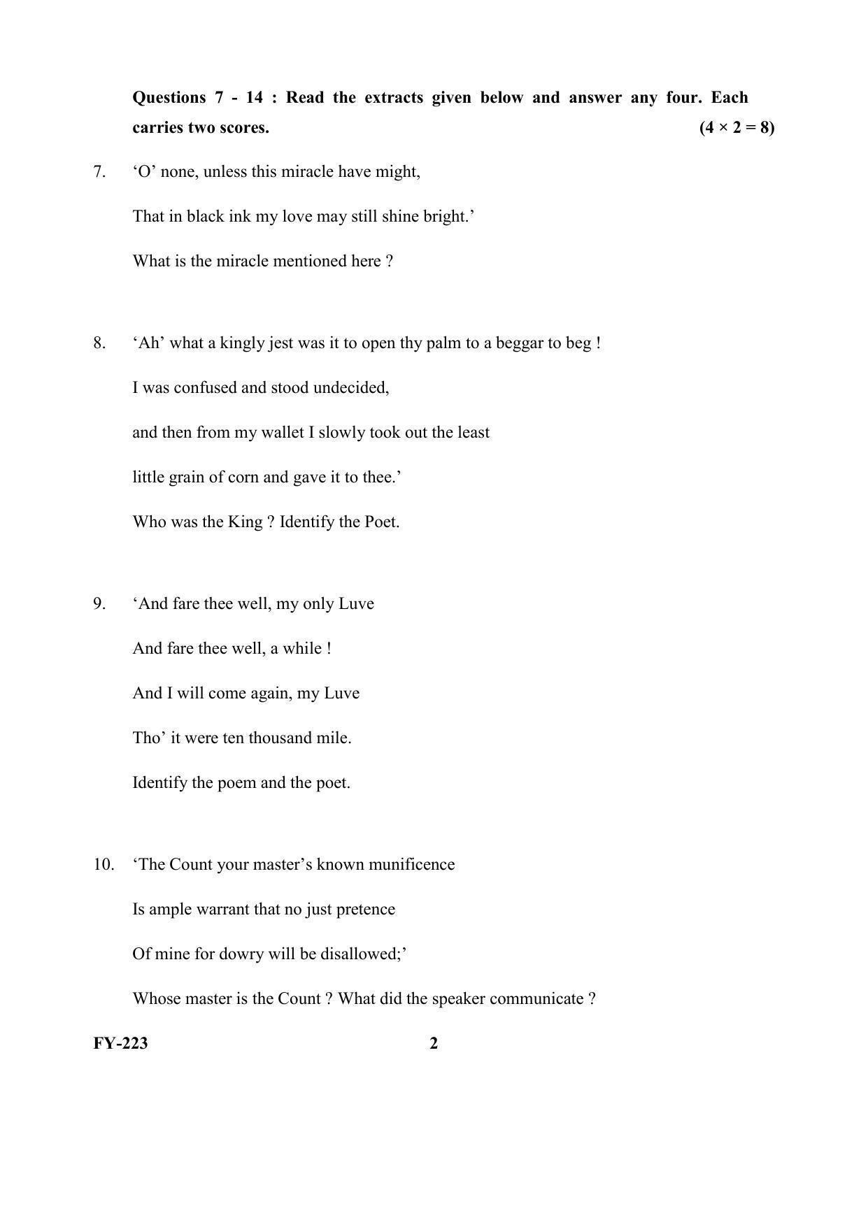 Kerala Plus One (Class 11th) English Literature Question Paper 2021 - Page 2