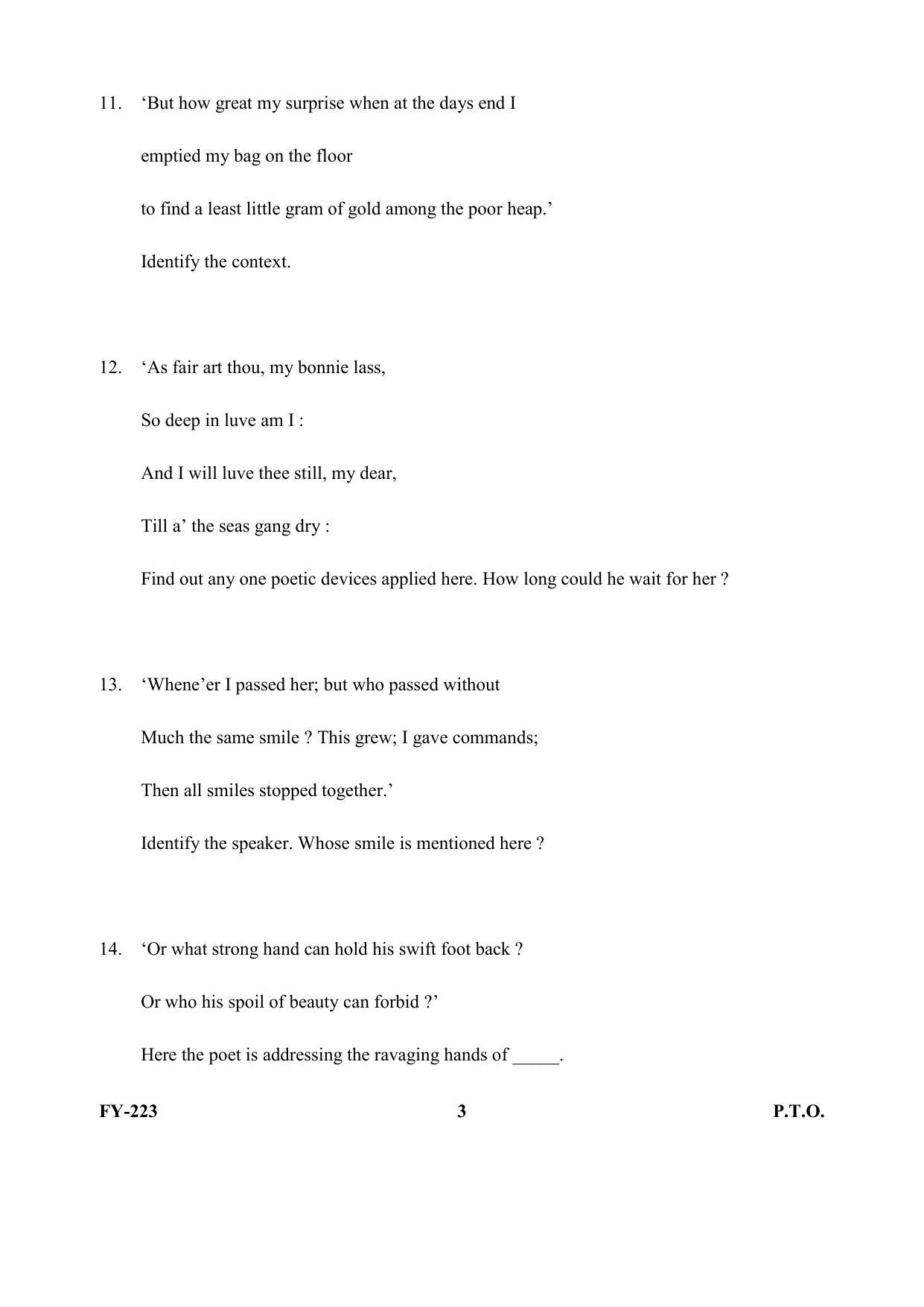 Kerala Plus One (Class 11th) English Literature Question Paper 2021 - Page 3