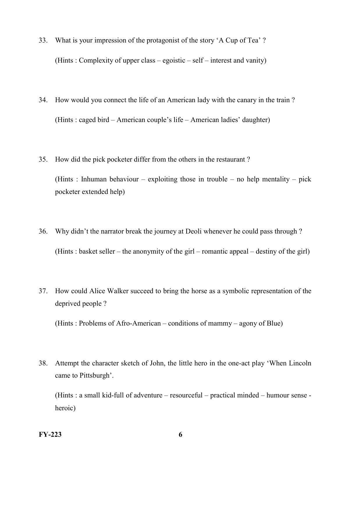 Kerala Plus One (Class 11th) English Literature Question Paper 2021 - Page 6