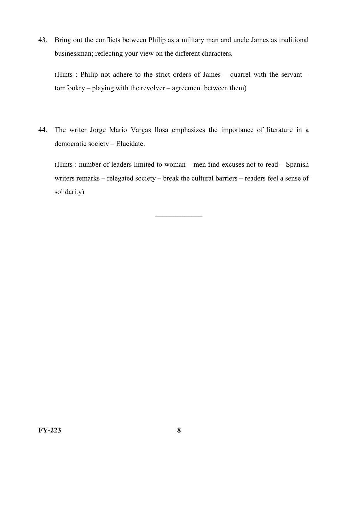 Kerala Plus One (Class 11th) English Literature Question Paper 2021 - Page 8
