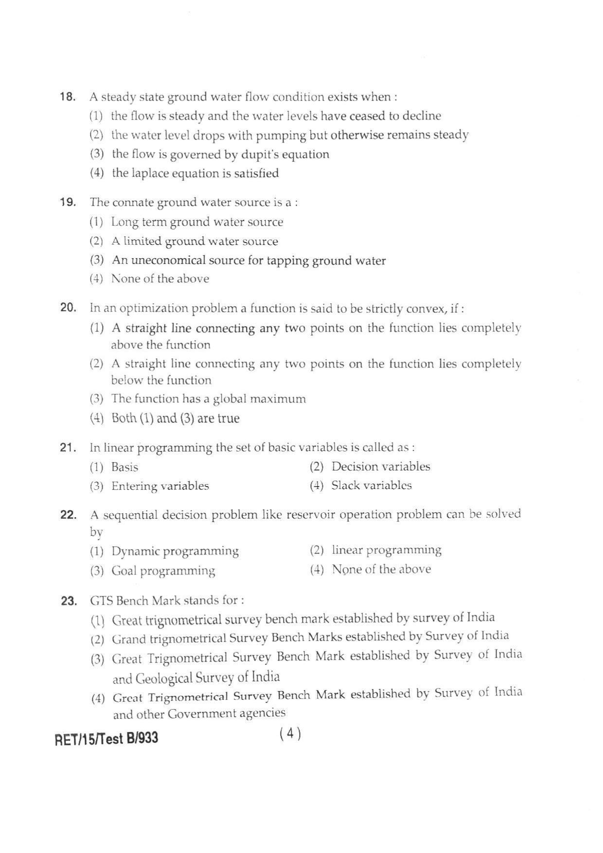 BHU RET AG. ENGG (SOIL & WATER CONSERVATION ENGG) 2015 Question Paper - Page 6
