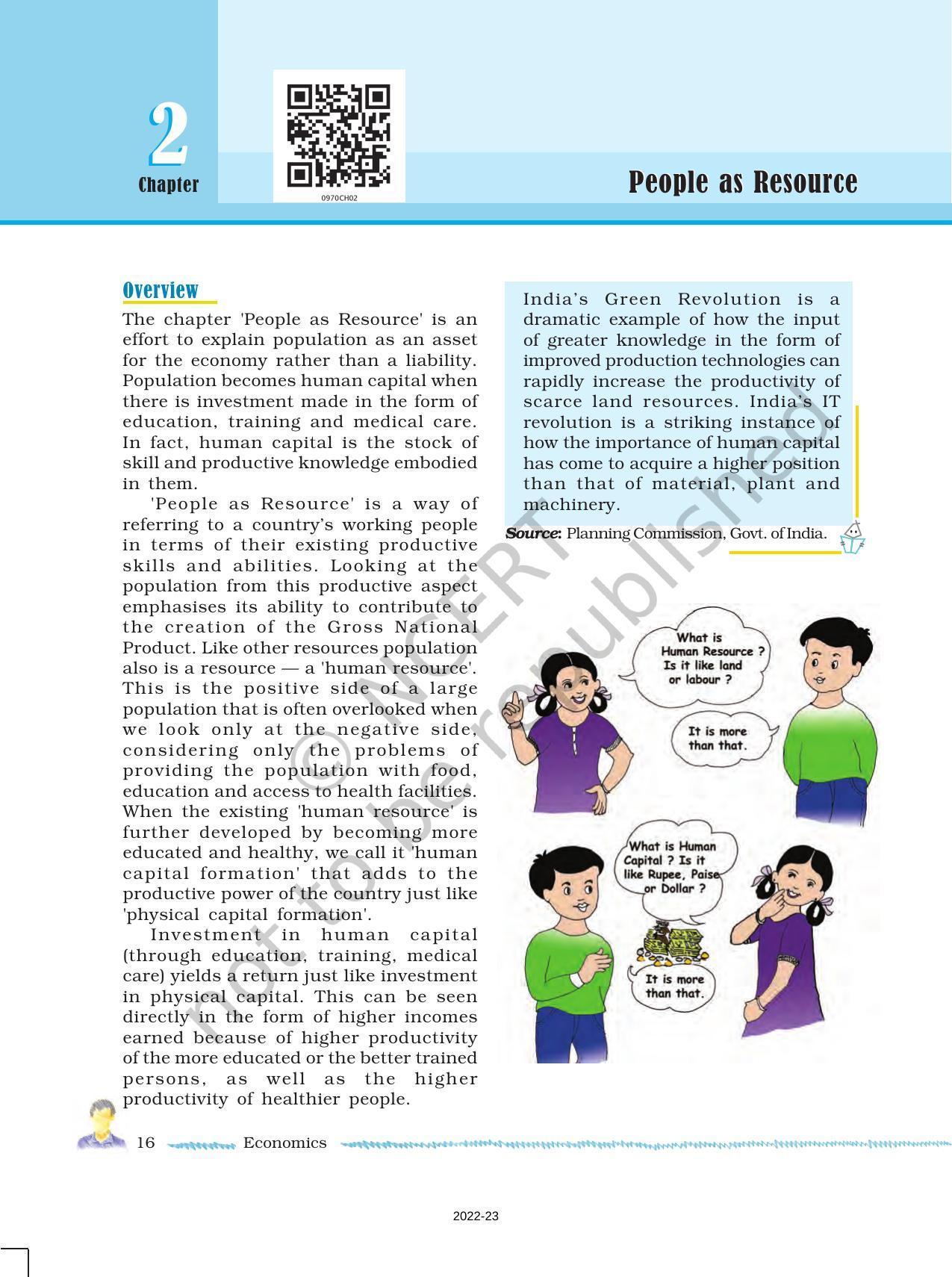 NCERT Book for Class 9 Economics Chapter 2 People as Resource - Page 1