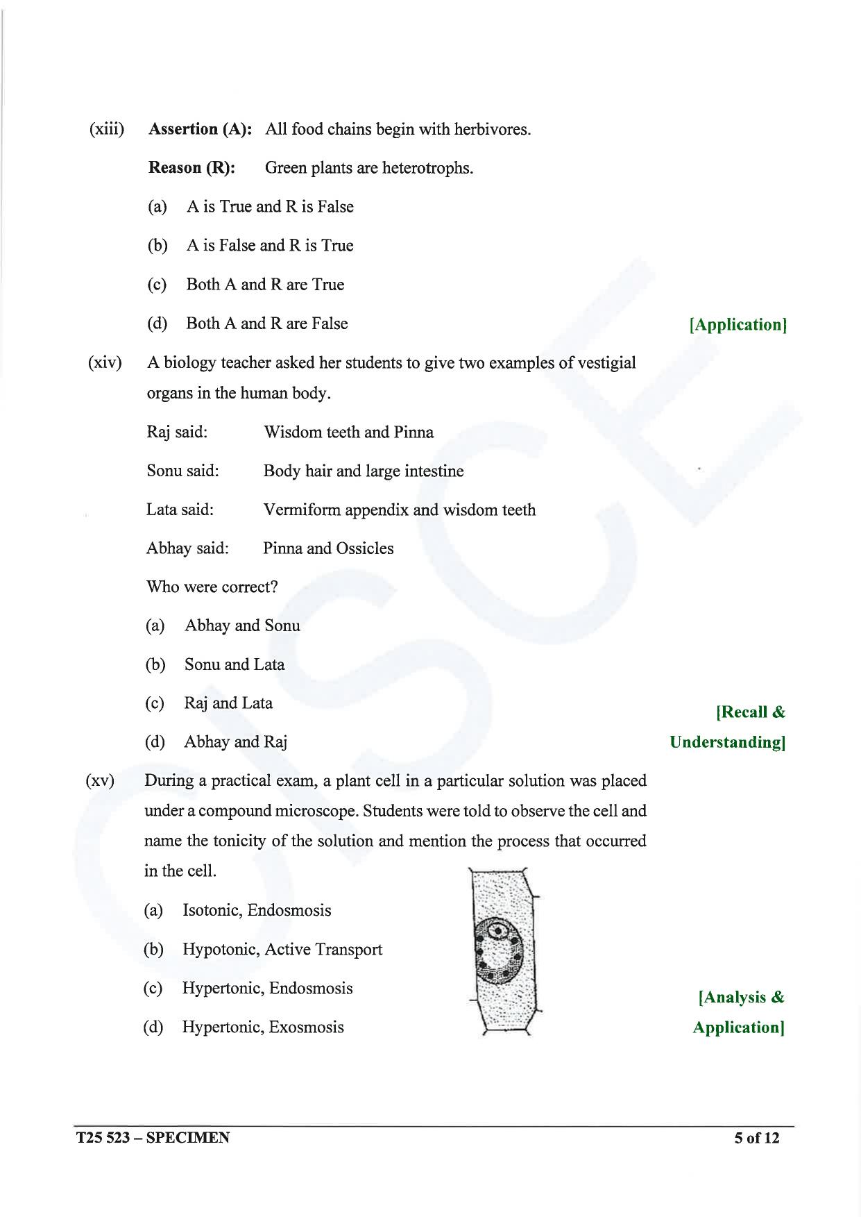 ICSE Class 10 2025 Biology (Science Paper 3) (QP & MS) Specimen Paper - Page 5