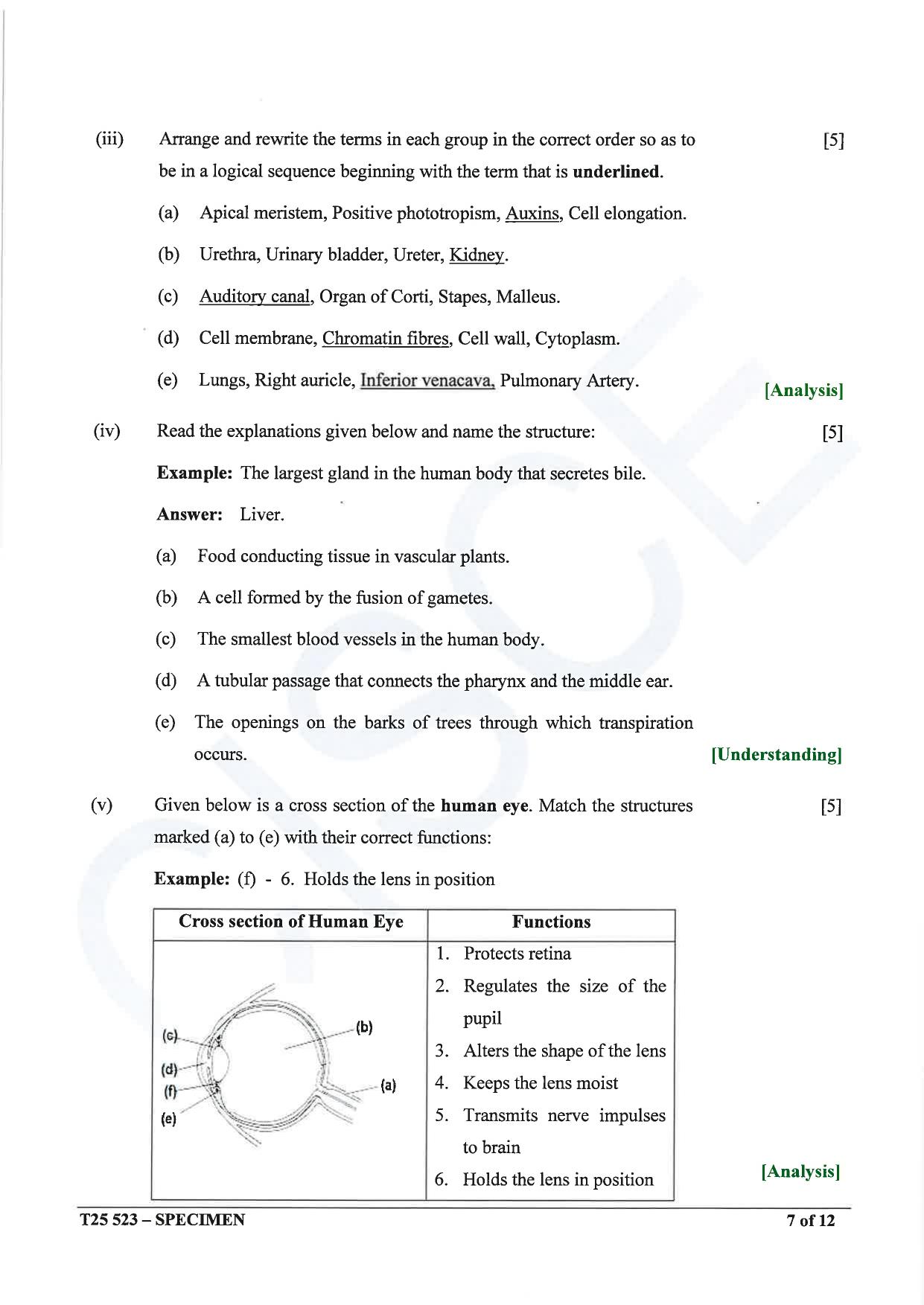 ICSE Class 10 2025 Biology (Science Paper 3) (QP & MS) Specimen Paper - Page 7