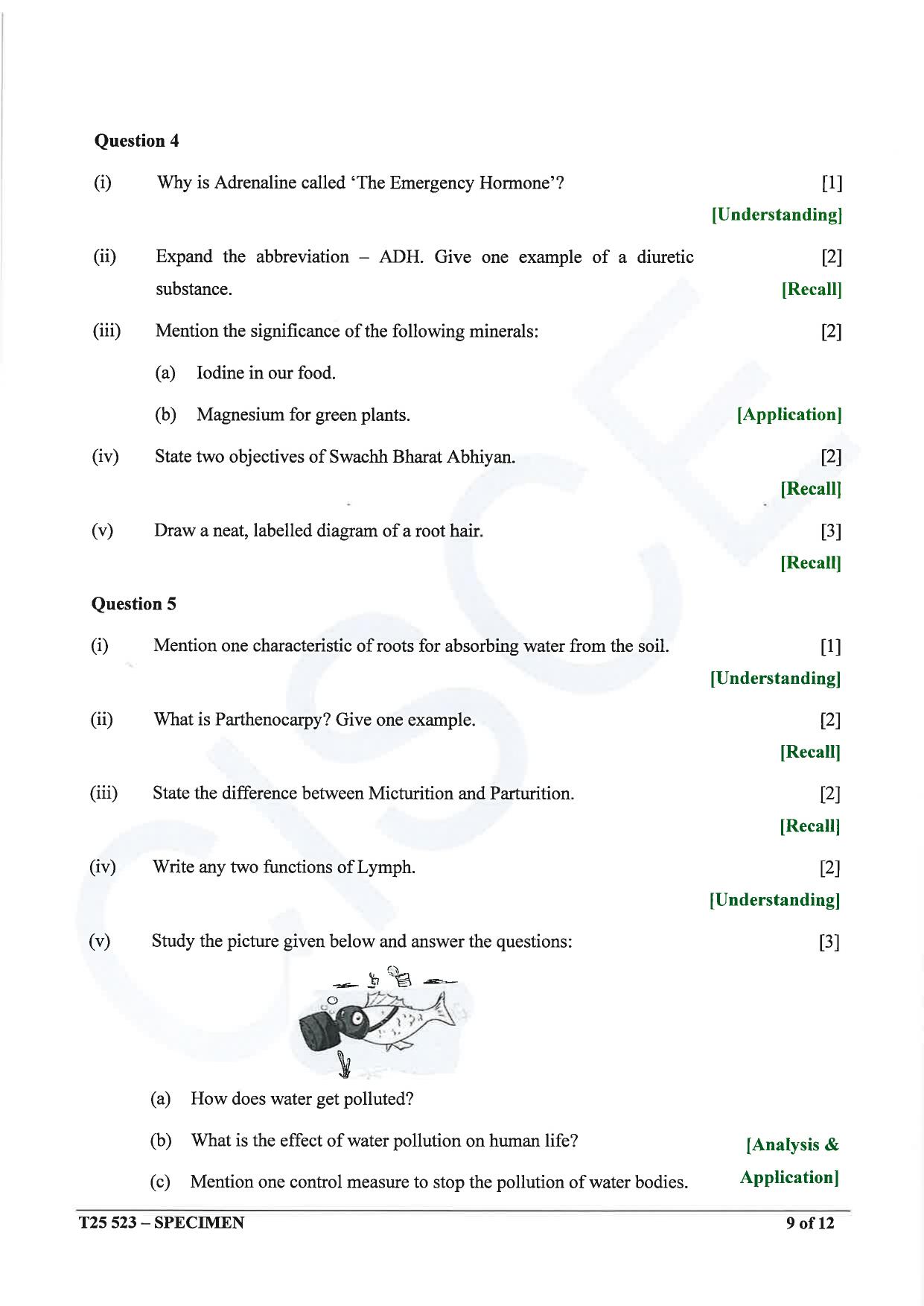 ICSE Class 10 2025 Biology (Science Paper 3) (QP & MS) Specimen Paper - Page 9