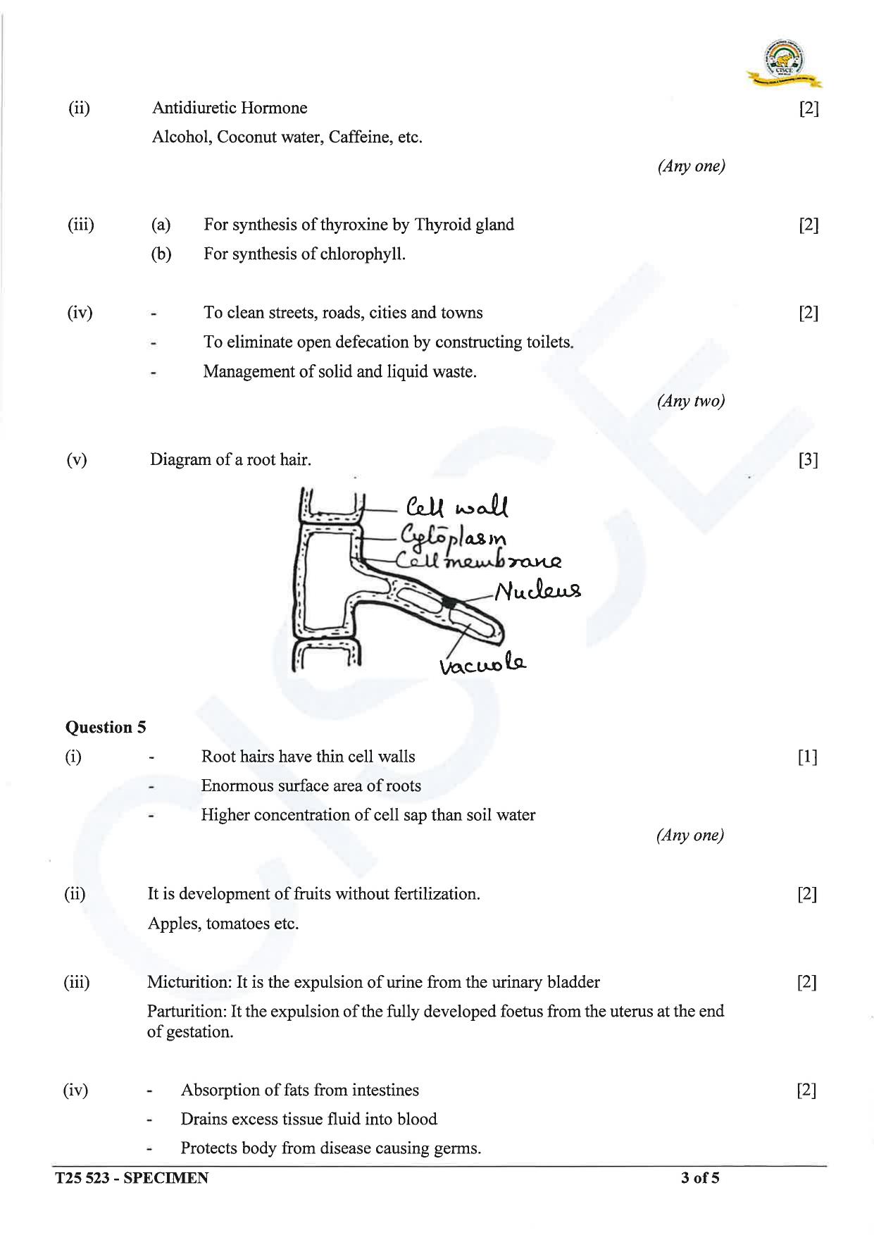 ICSE Class 10 2025 Biology (Science Paper 3) (QP & MS) Specimen Paper - Page 15