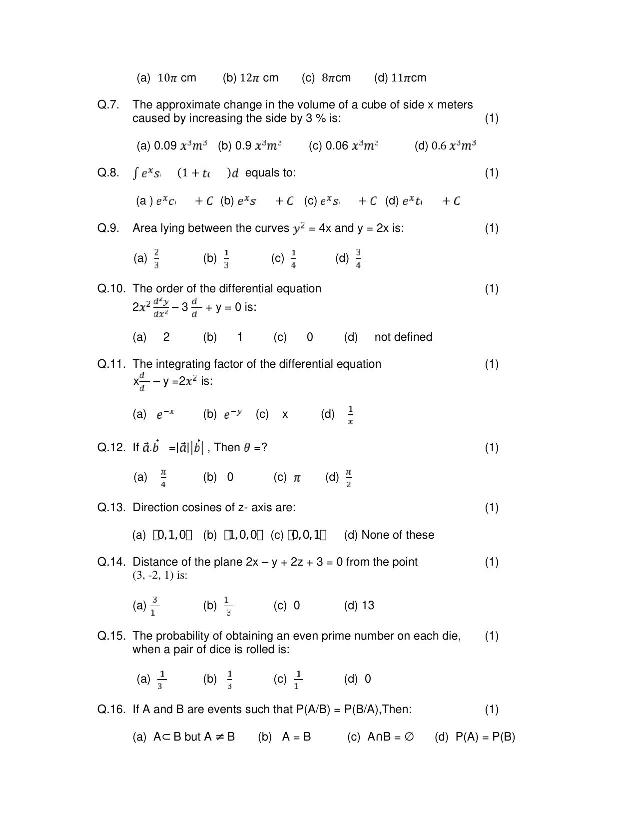 HPBOSE Class 12th Math Sample Question Papers 2024 - Page 2